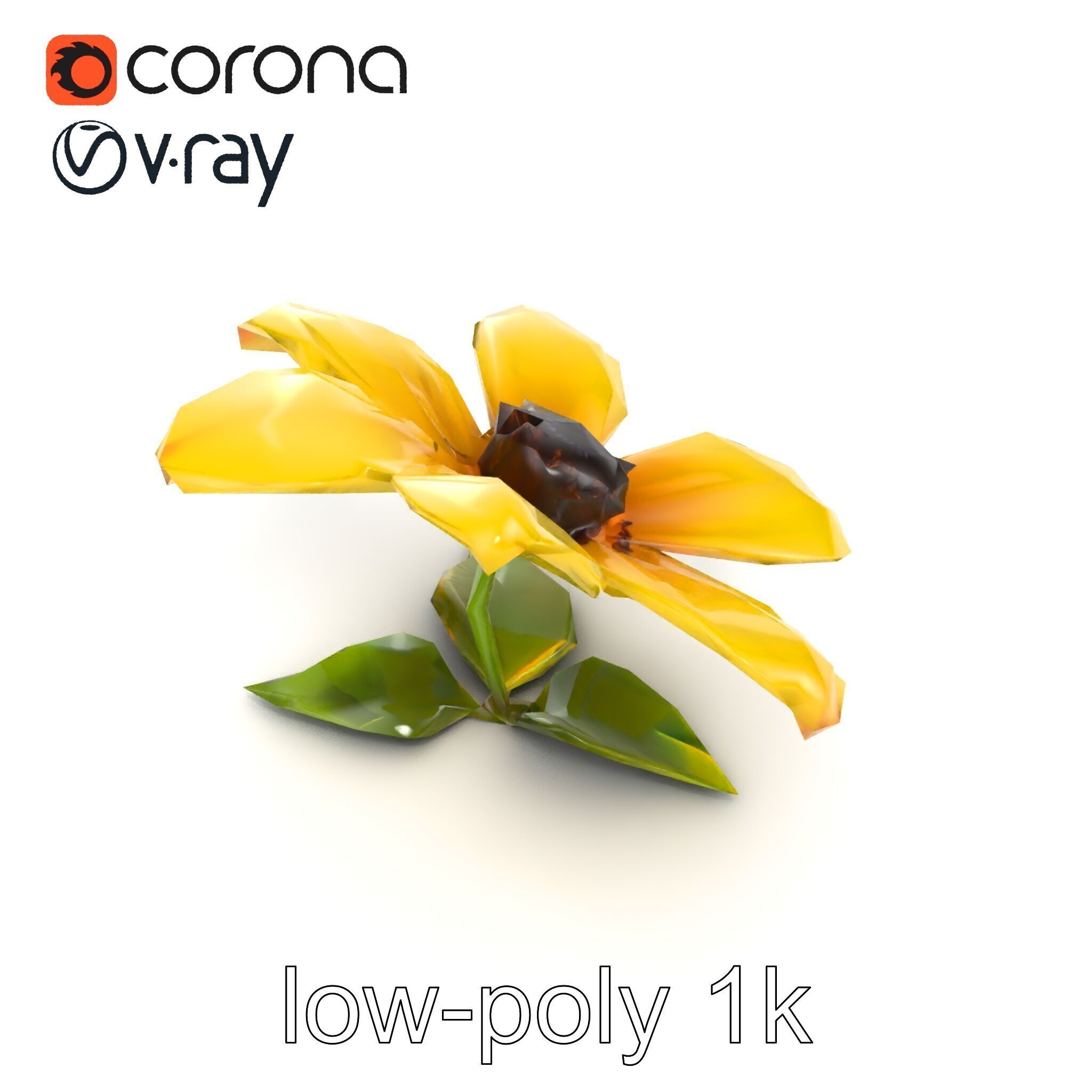 Bright Yellow Petal Flower Realistic model pack Low-poly 3D model_22