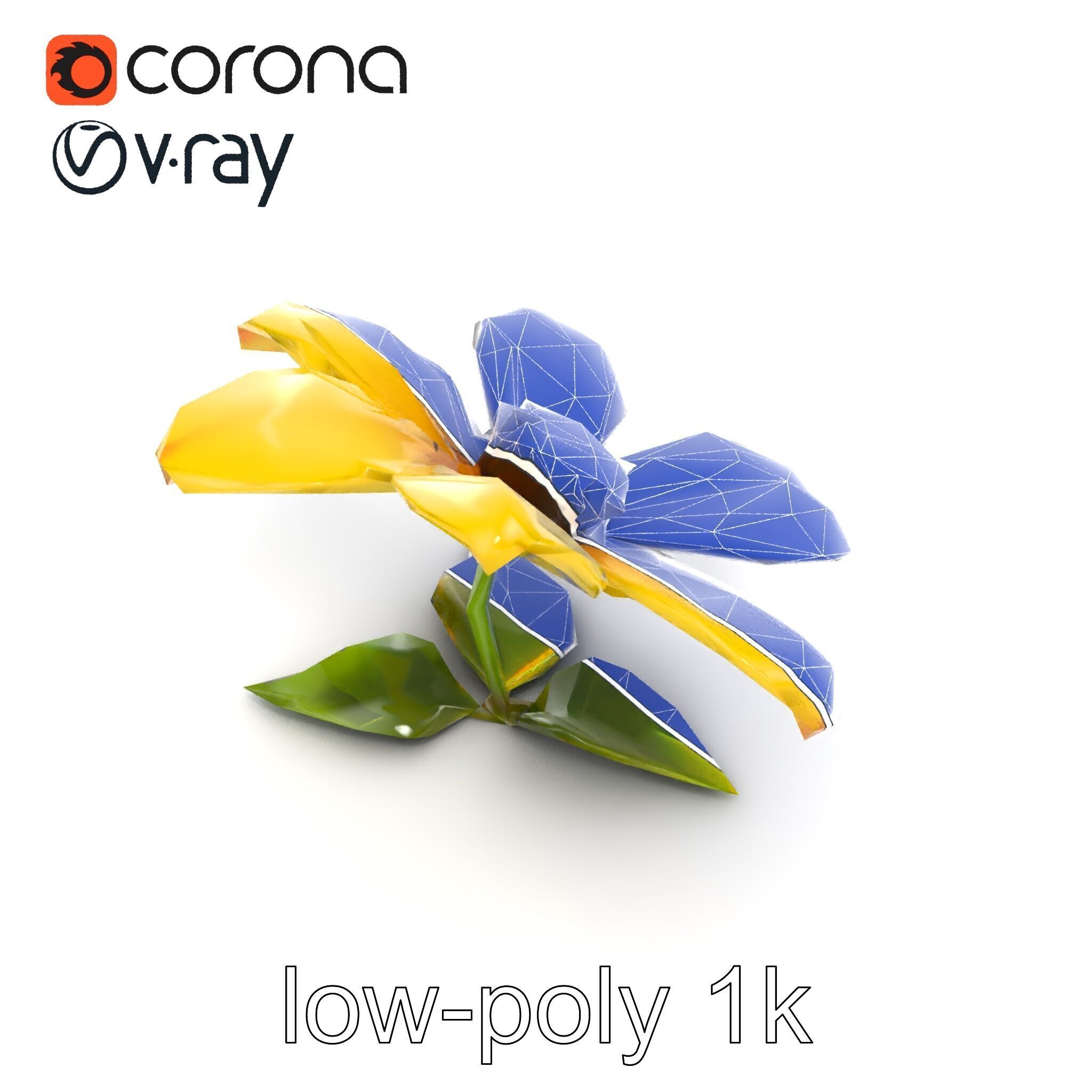 Bright Yellow Petal Flower Realistic model pack Low-poly 3D model_16
