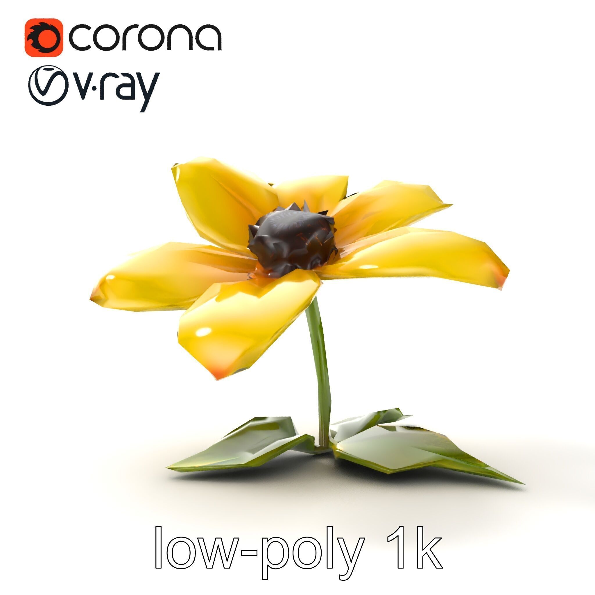 Bright Yellow Petal Flower Realistic model pack Low-poly 3D model_25