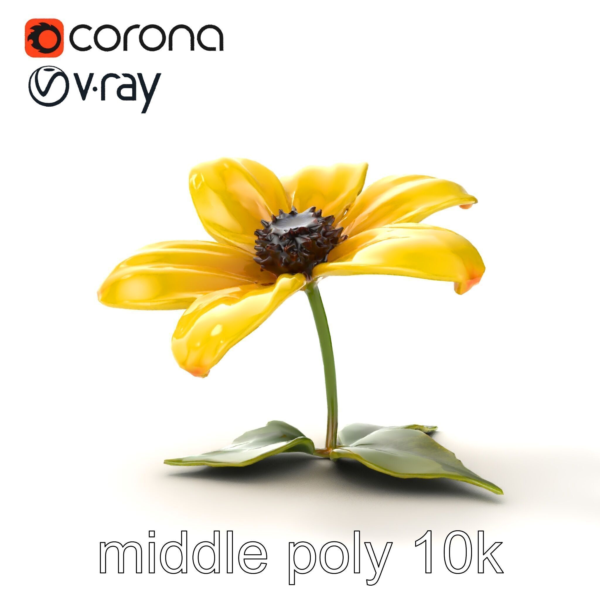 Bright Yellow Petal Flower Realistic model pack Low-poly 3D model_13
