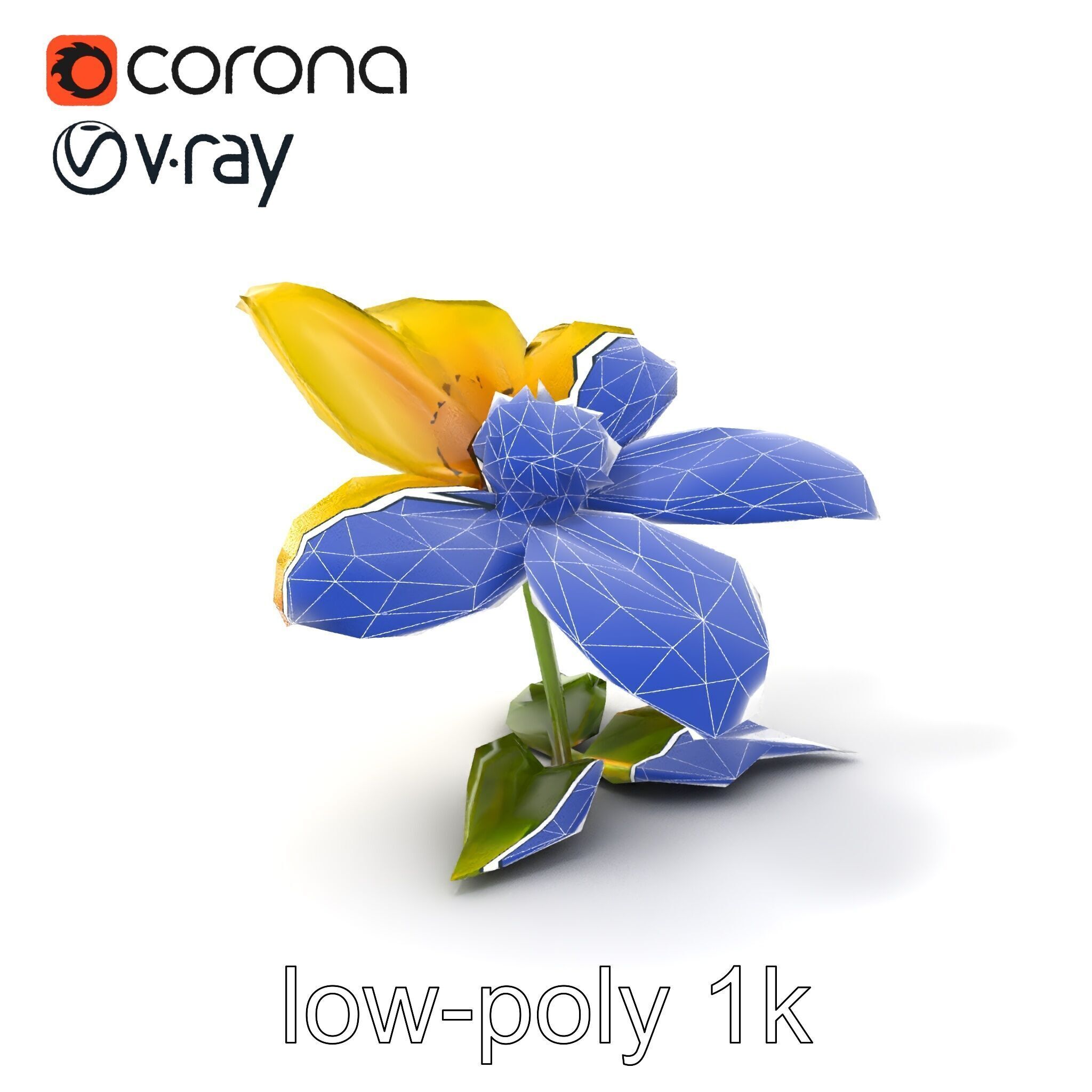 Bright Yellow Petal Flower Realistic model pack Low-poly 3D model_6
