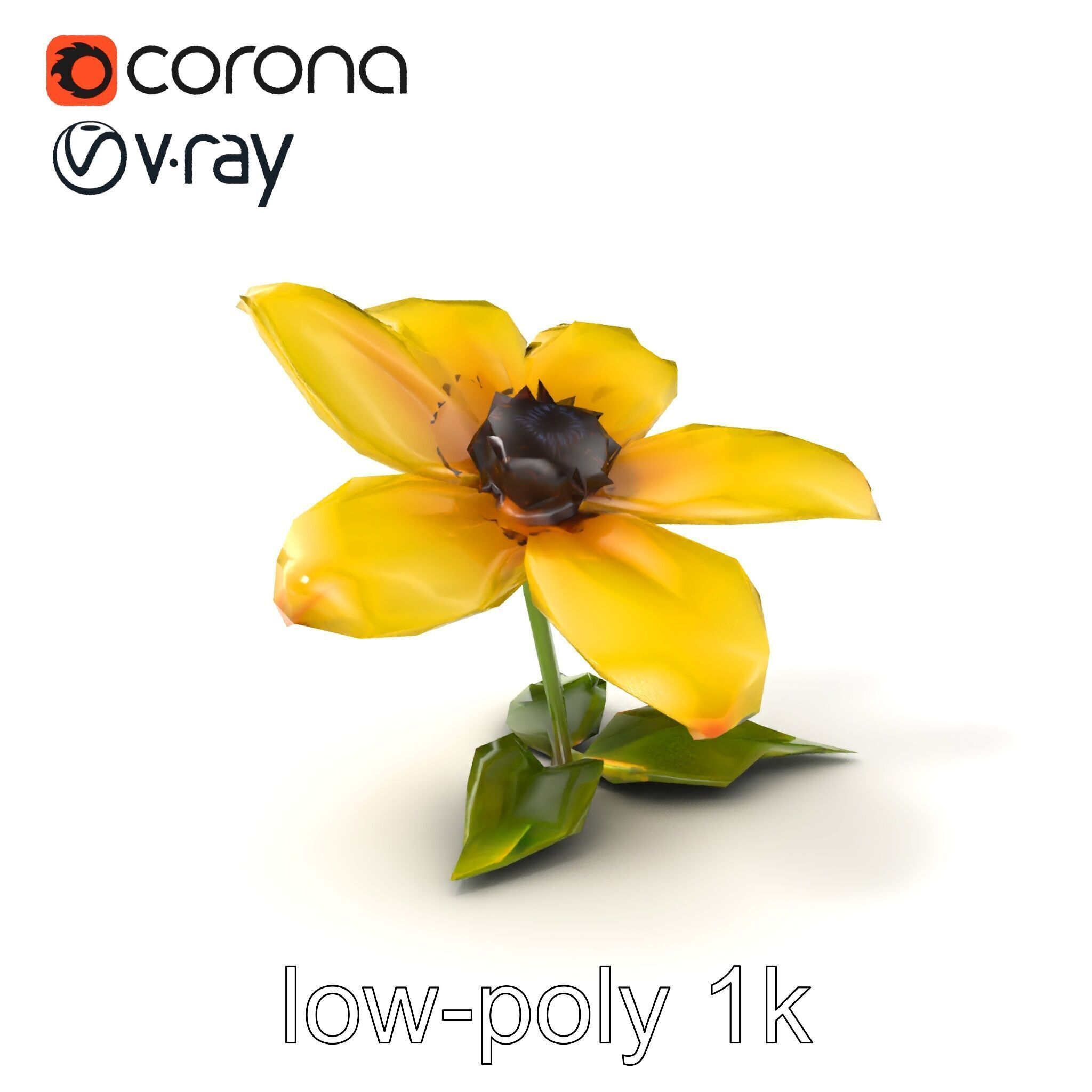 Bright Yellow Petal Flower Realistic model pack Low-poly 3D model_4