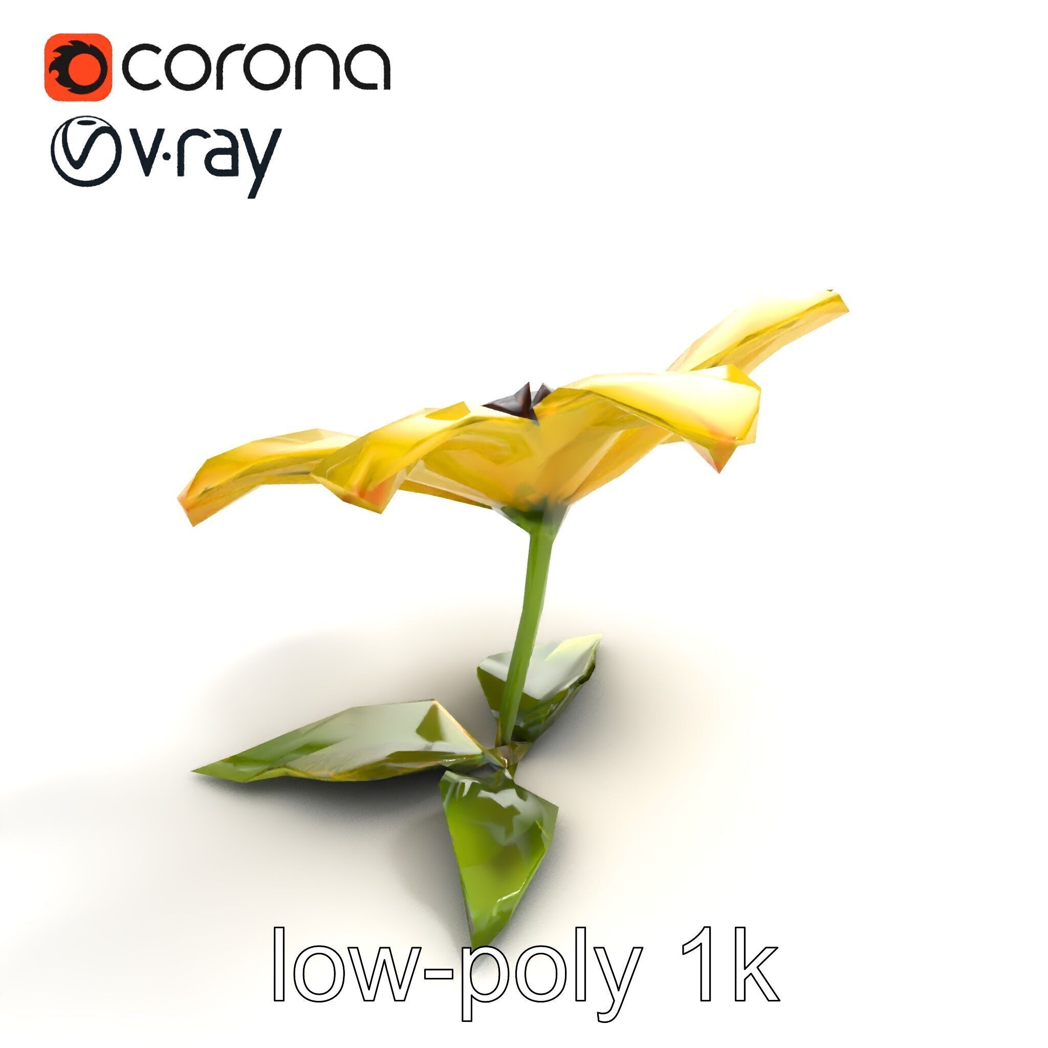 Bright Yellow Petal Flower Realistic model pack Low-poly 3D model_8