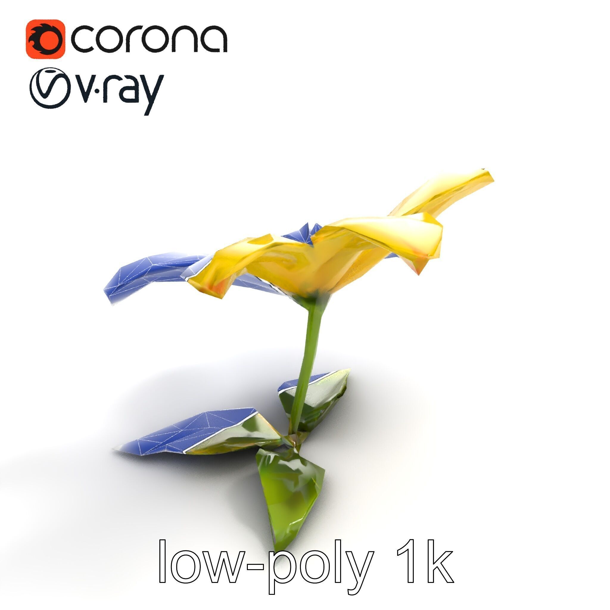 Bright Yellow Petal Flower Realistic model pack Low-poly 3D model_12