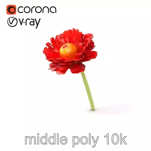 Red Cornflower Flora Arrangement model pack Low-poly 3D model