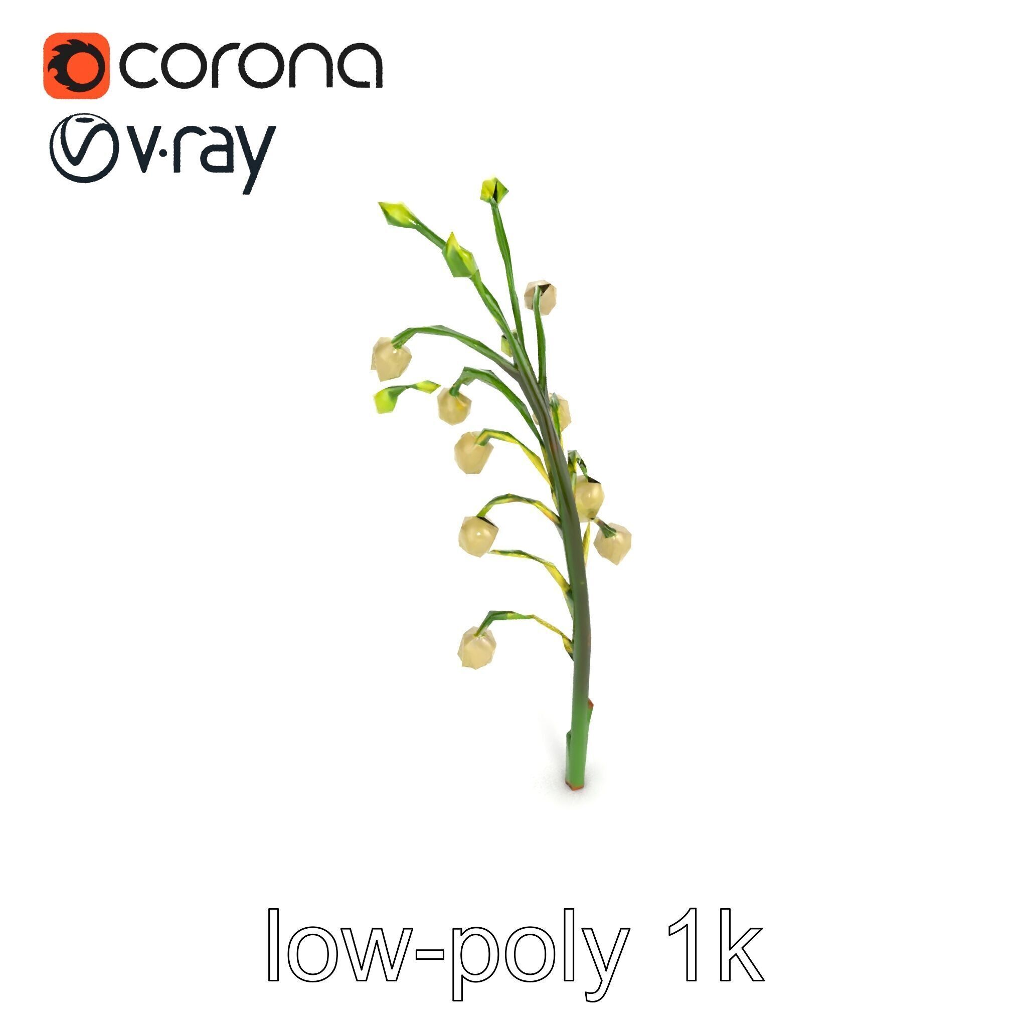 Lily of the Valley Floral Scene model pack Low-poly 3D model_18