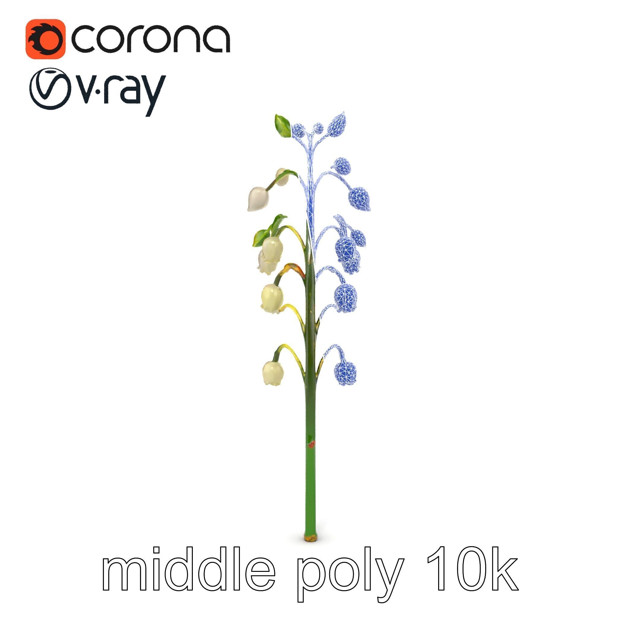 Lily of the Valley Floral Scene model pack Low-poly 3D model_25