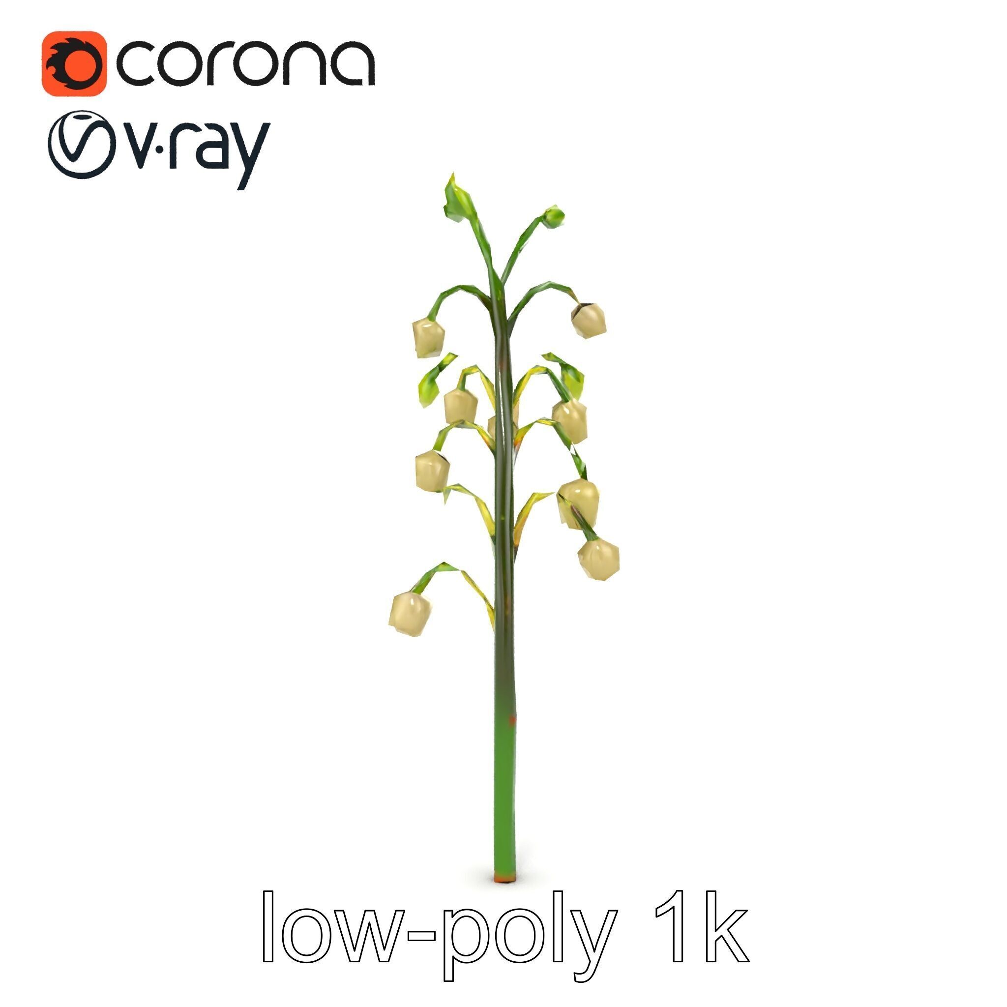 Lily of the Valley Floral Scene model pack Low-poly 3D model_17