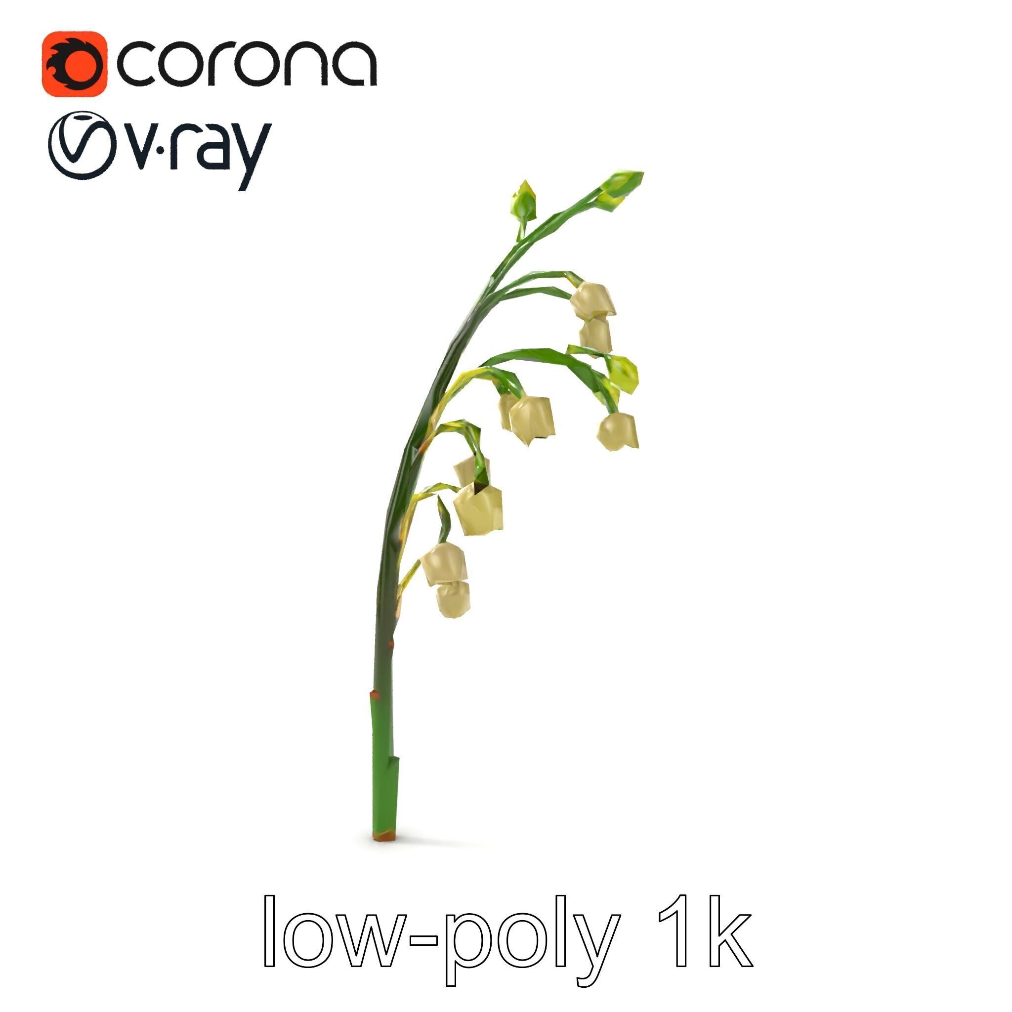 Lily of the Valley Floral Scene model pack Low-poly 3D model_10