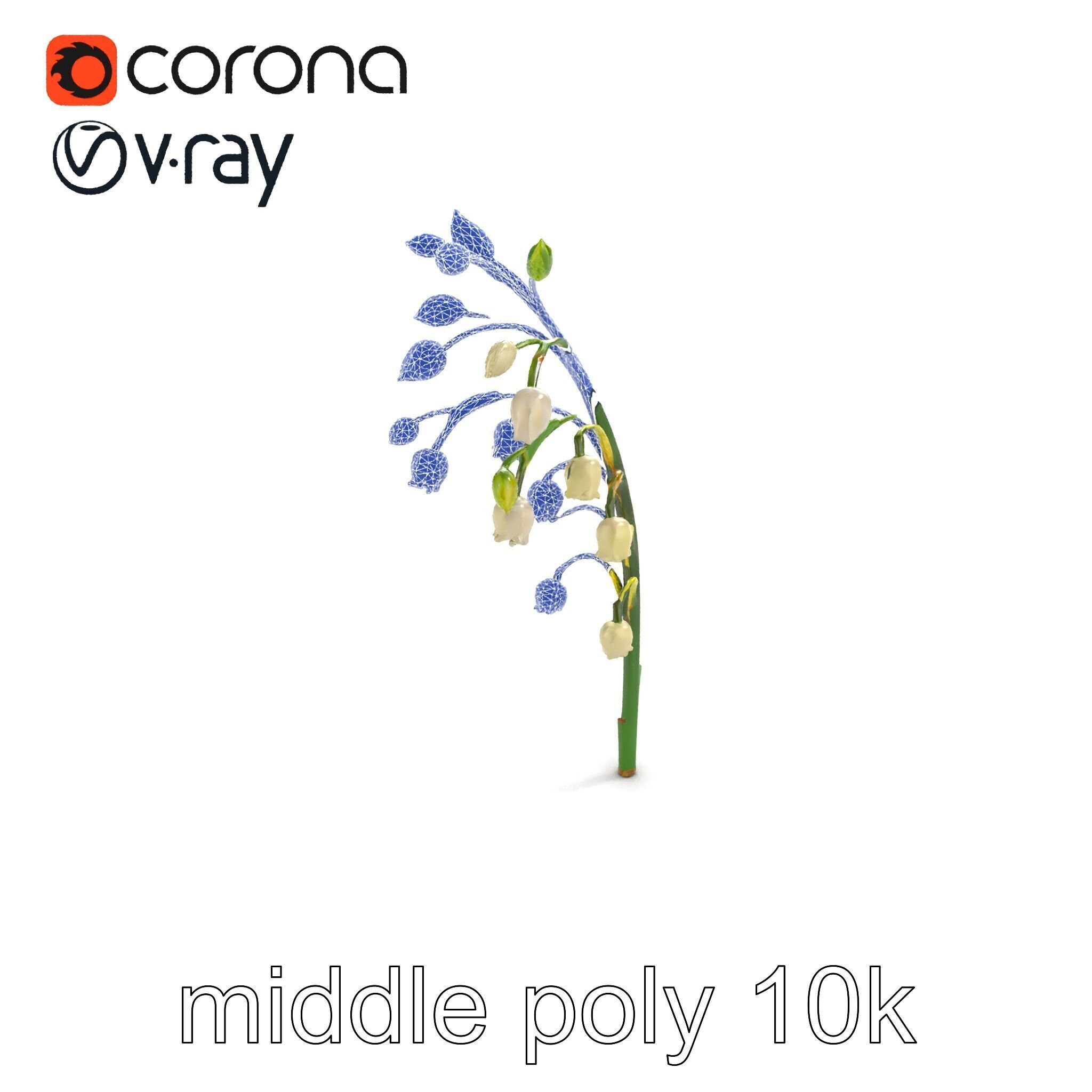 Lily of the Valley Floral Scene model pack Low-poly 3D model_14