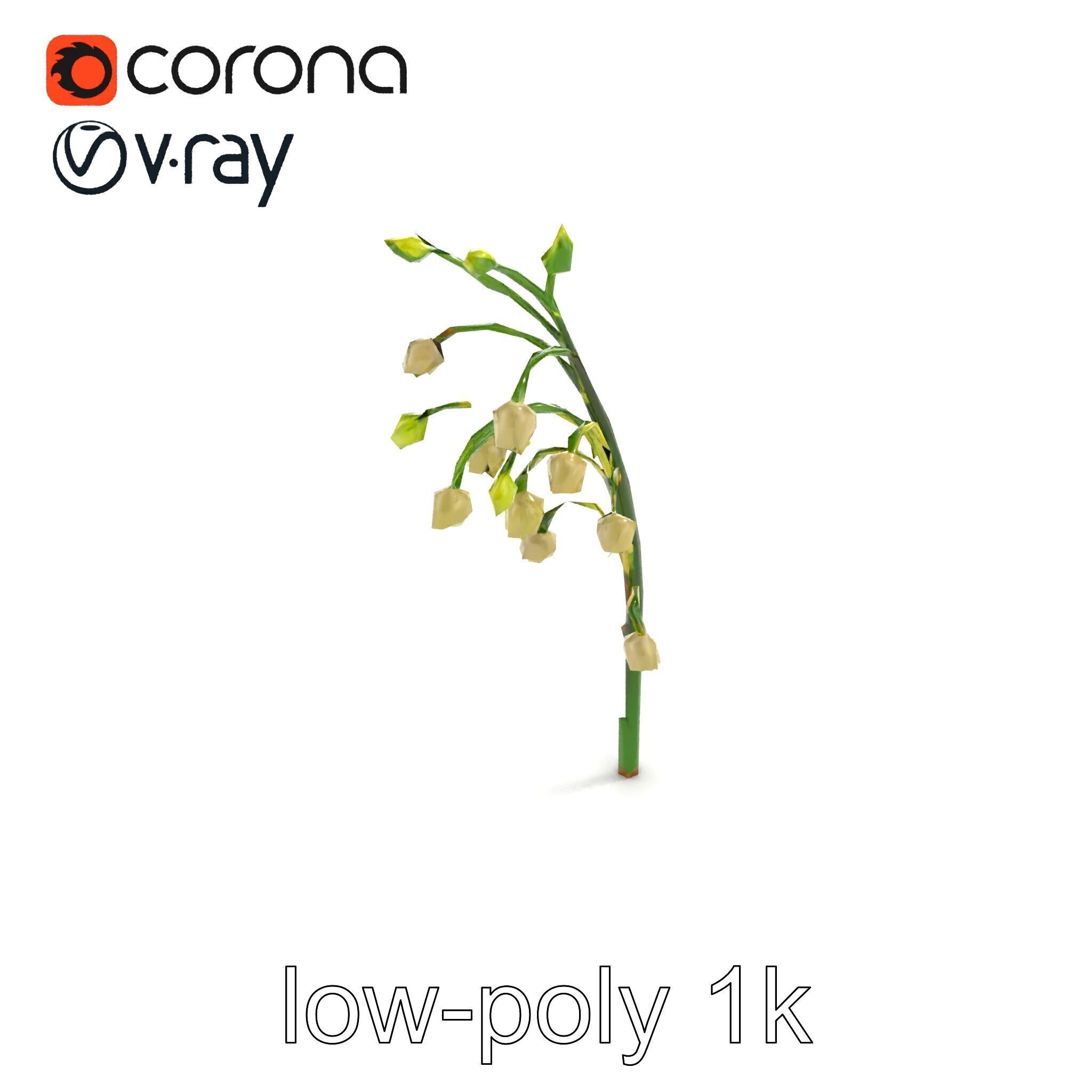Lily of the Valley Floral Scene model pack Low-poly 3D model_8
