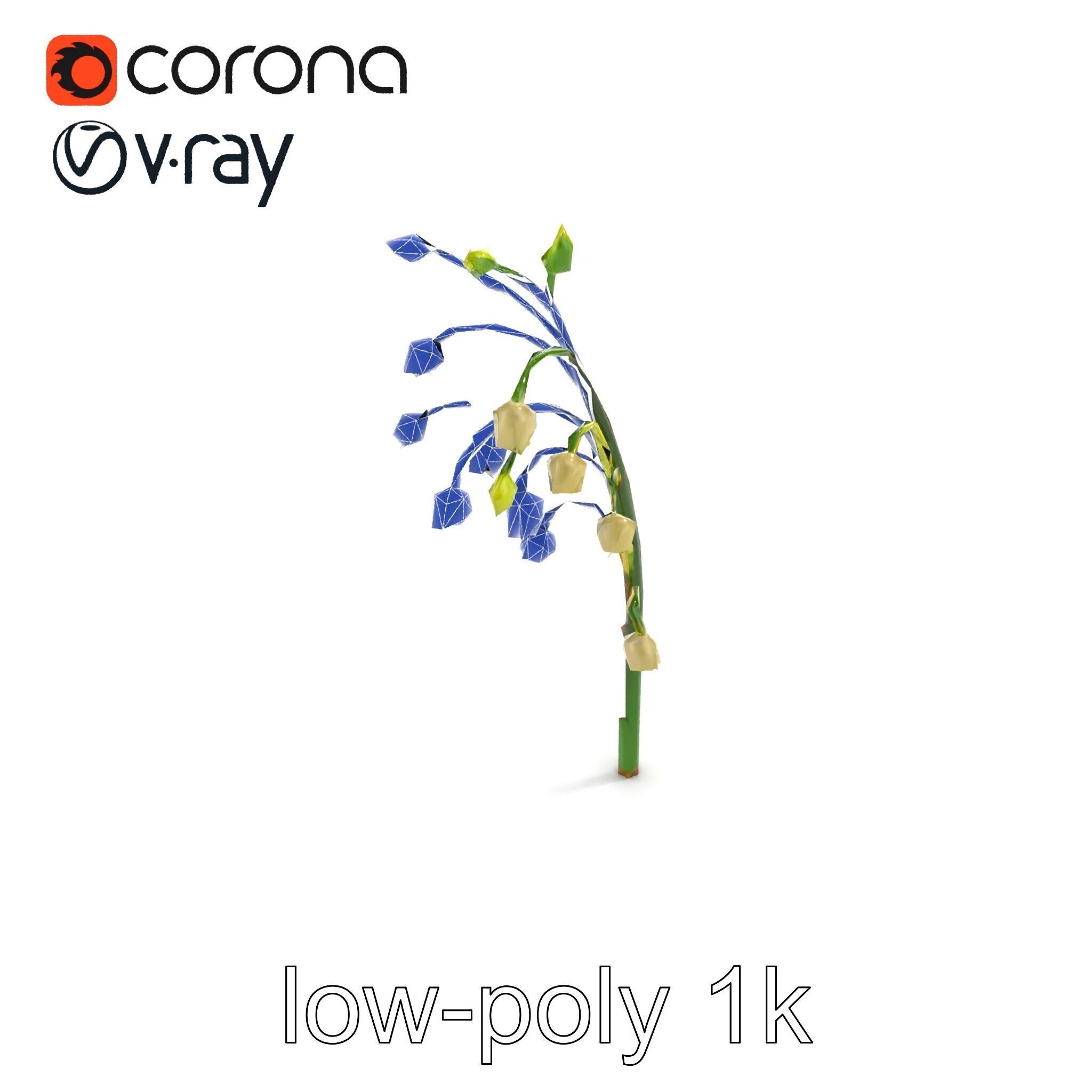 Lily of the Valley Floral Scene model pack Low-poly 3D model_28