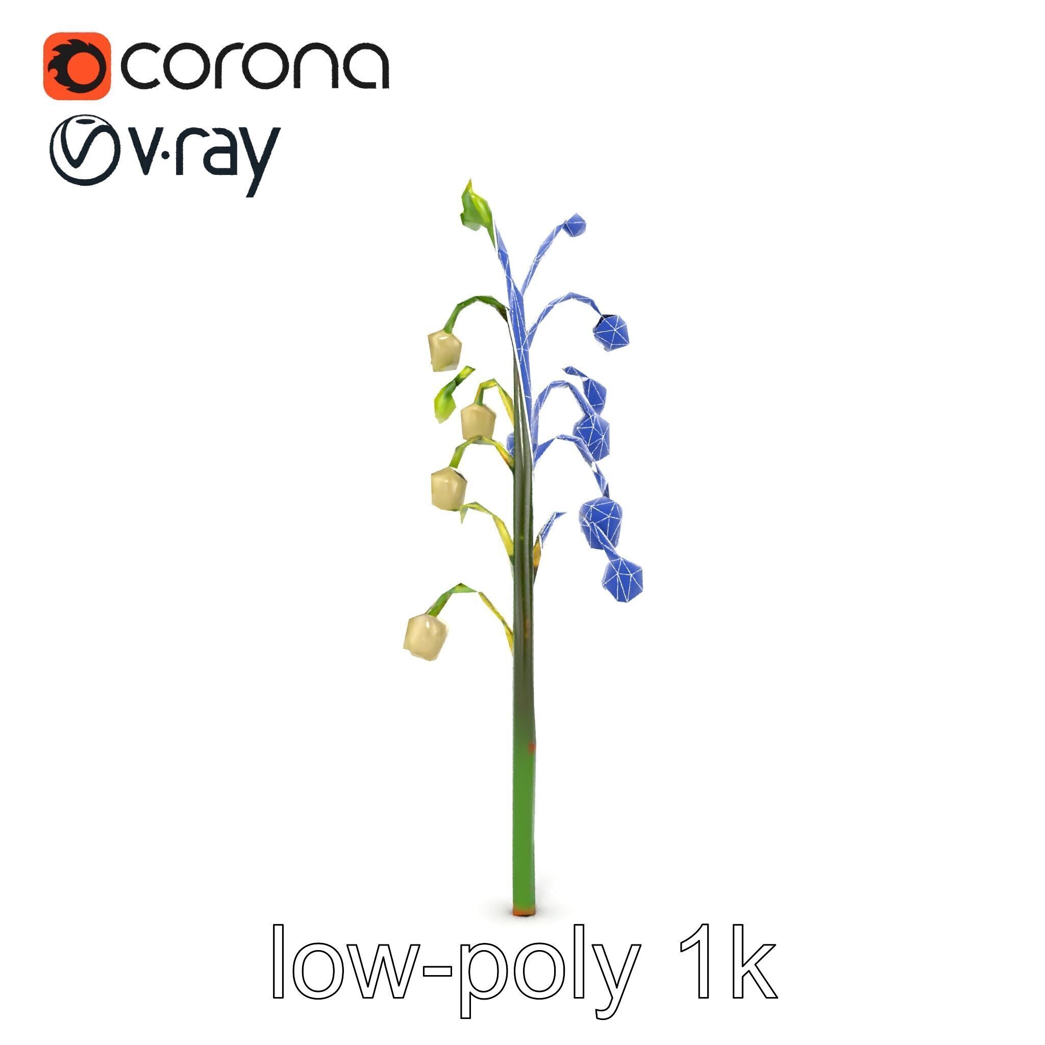 Lily of the Valley Floral Scene model pack Low-poly 3D model_19
