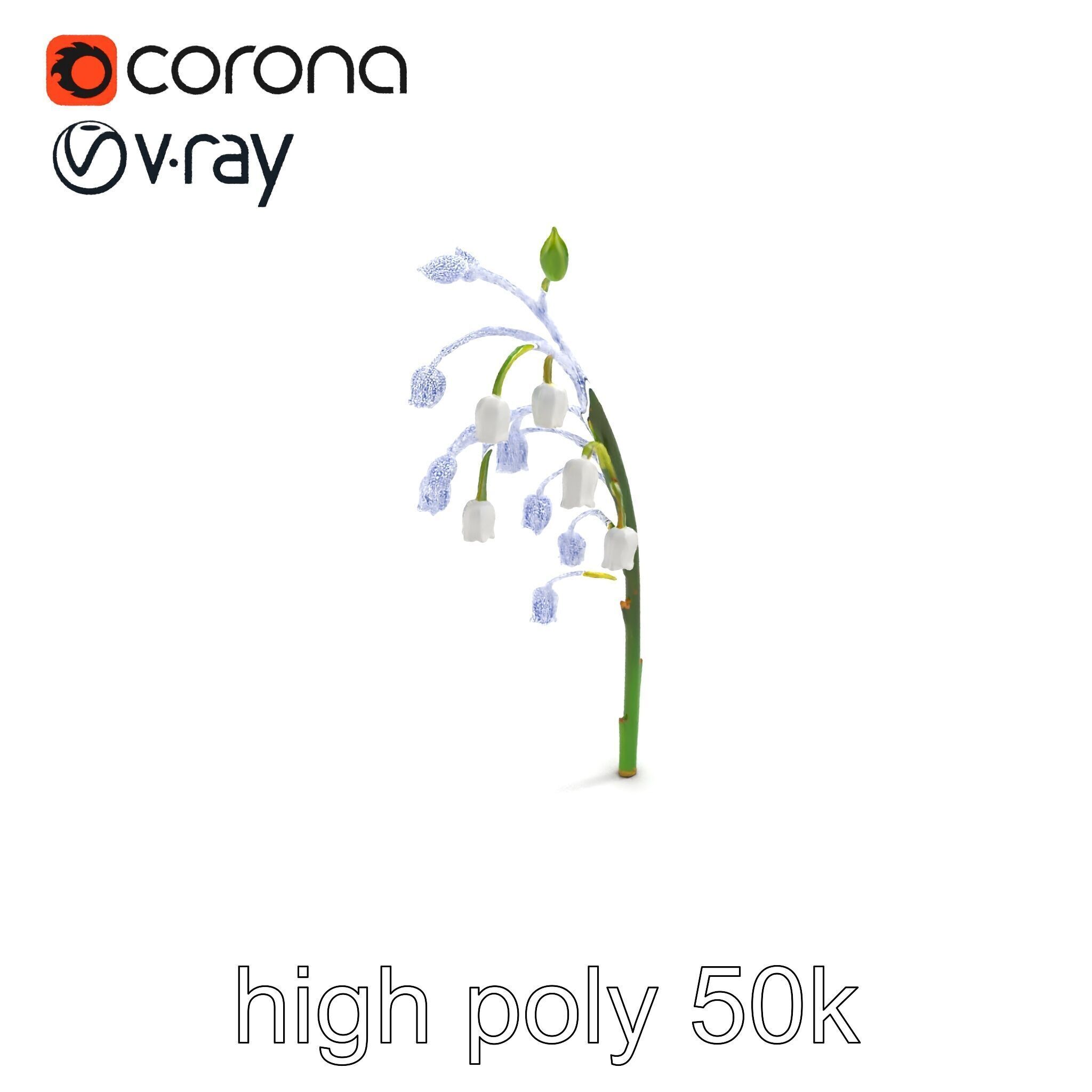 Lily of the Valley Floral Scene model pack Low-poly 3D model_11