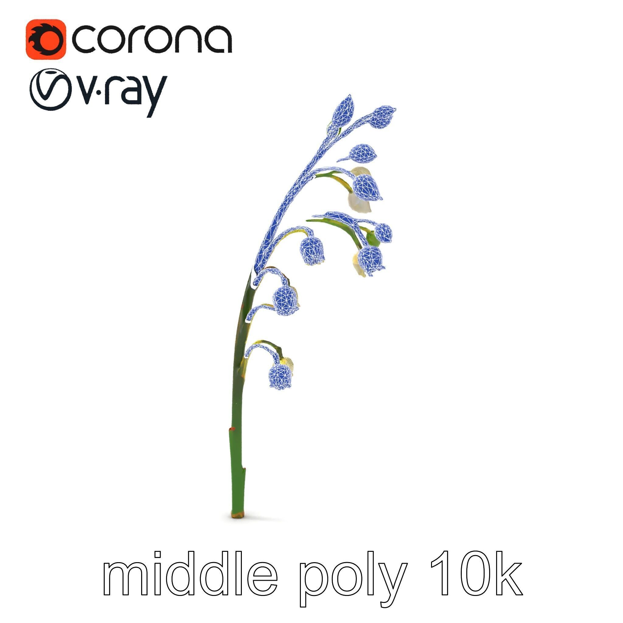 Lily of the Valley Floral Scene model pack Low-poly 3D model_22