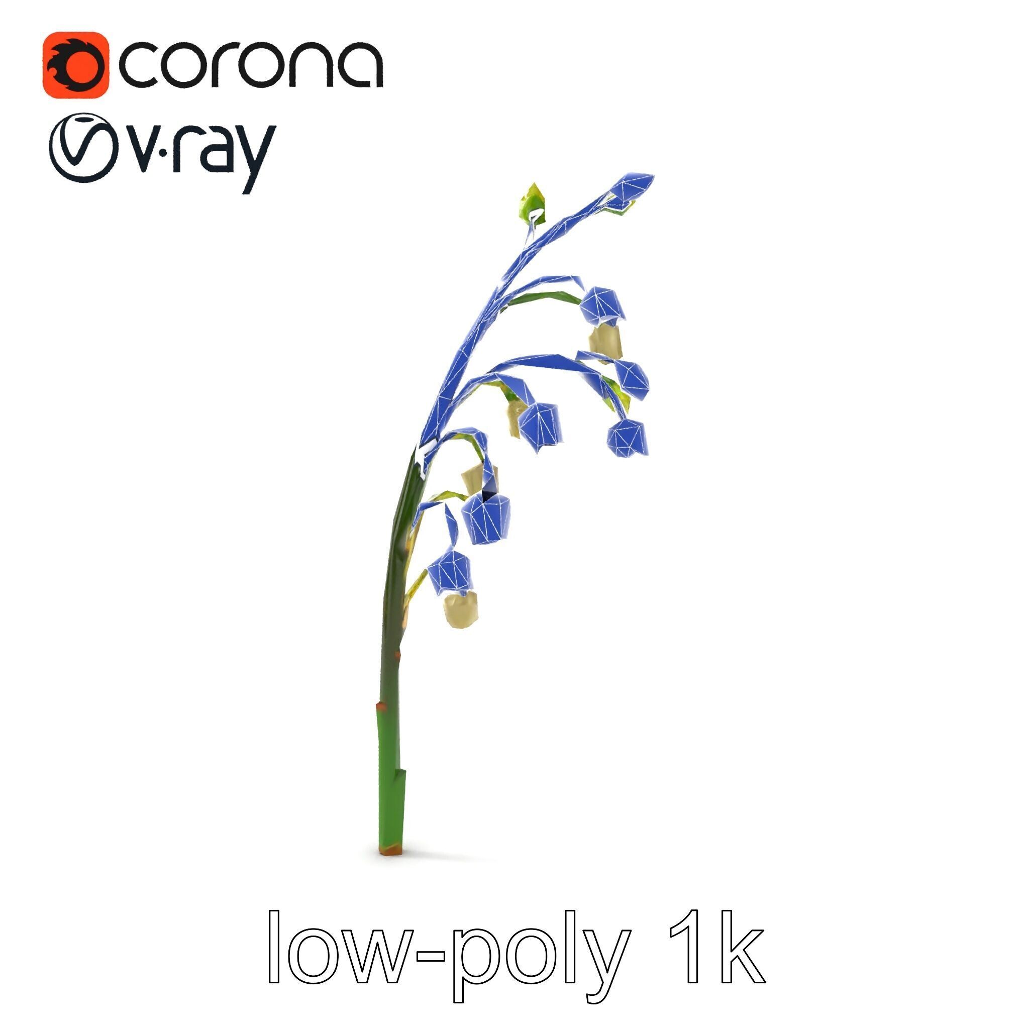 Lily of the Valley Floral Scene model pack Low-poly 3D model_29