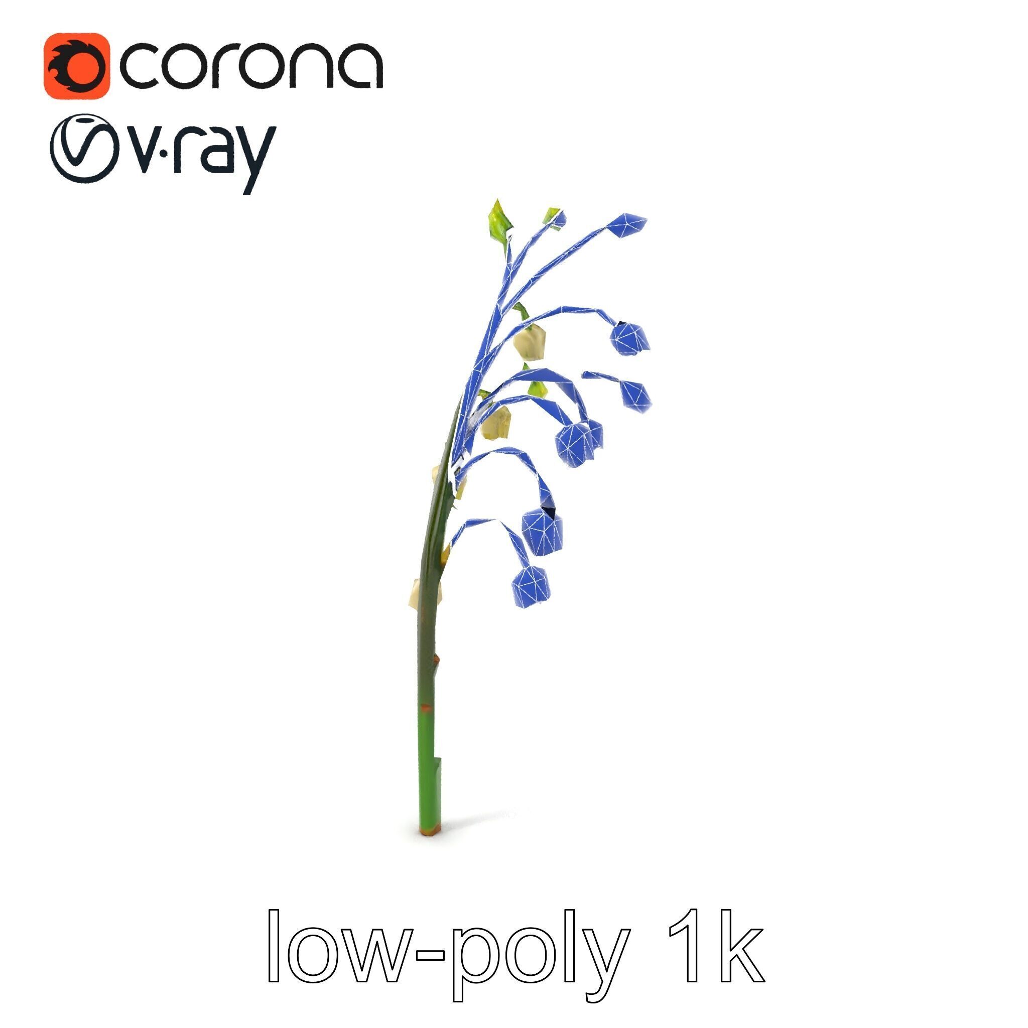 Lily of the Valley Floral Scene model pack Low-poly 3D model_6