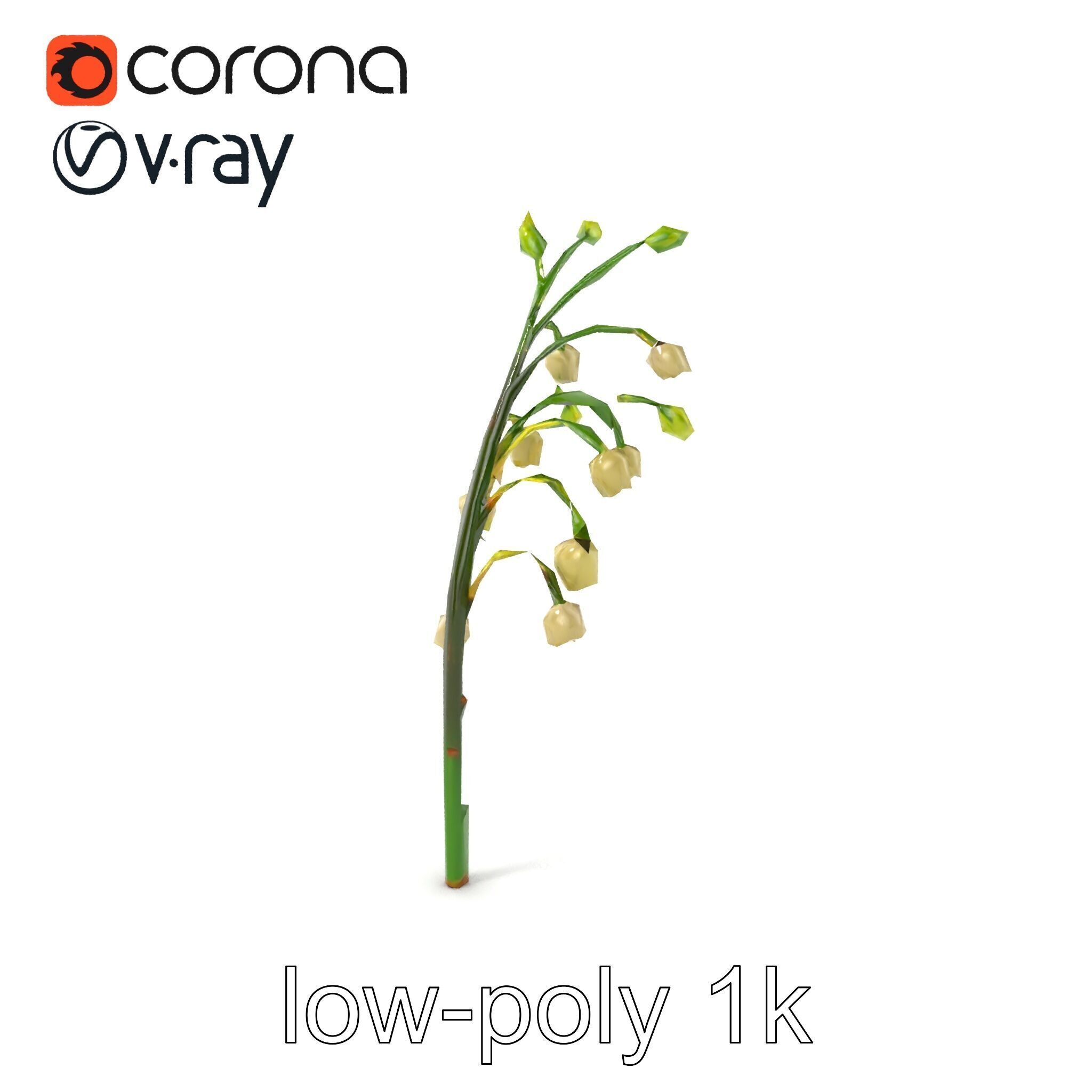 Lily of the Valley Floral Scene model pack Low-poly 3D model_4