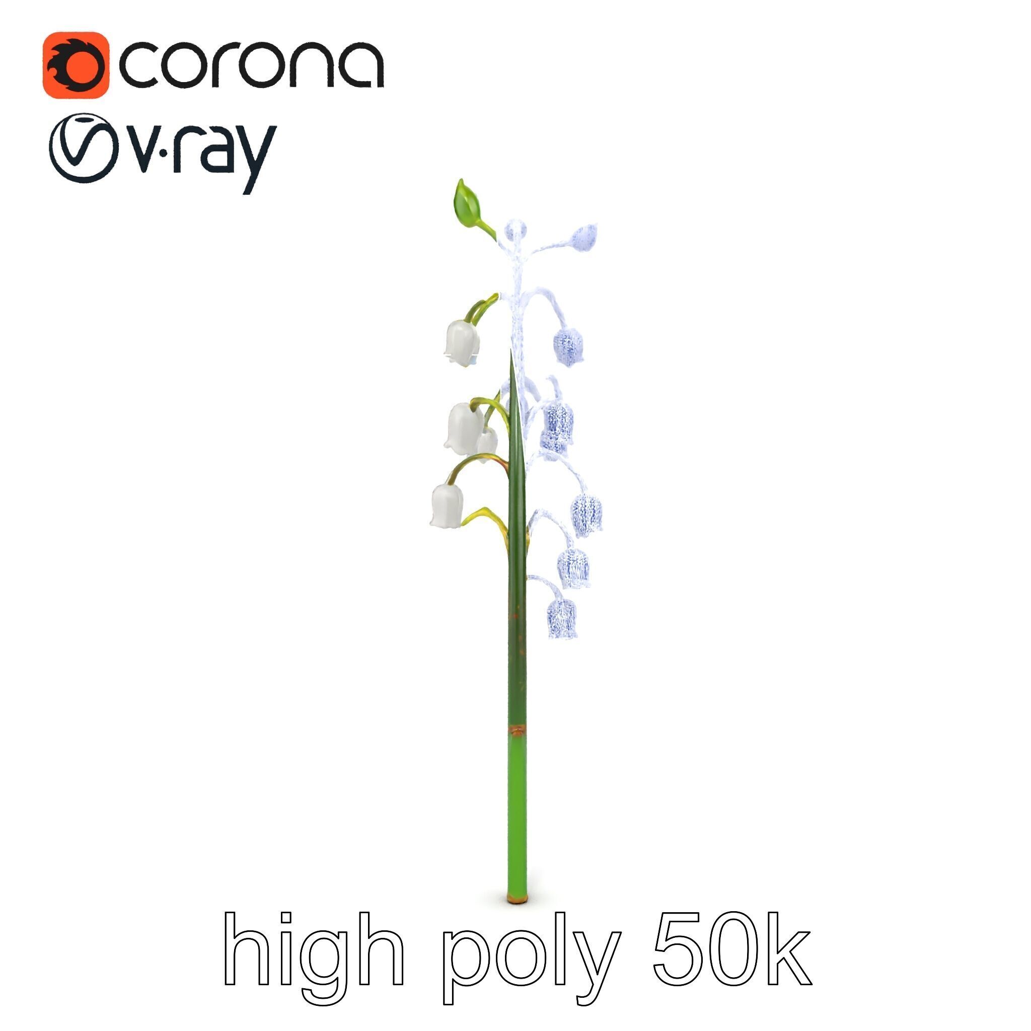 Lily of the Valley Floral Scene model pack Low-poly 3D model_13