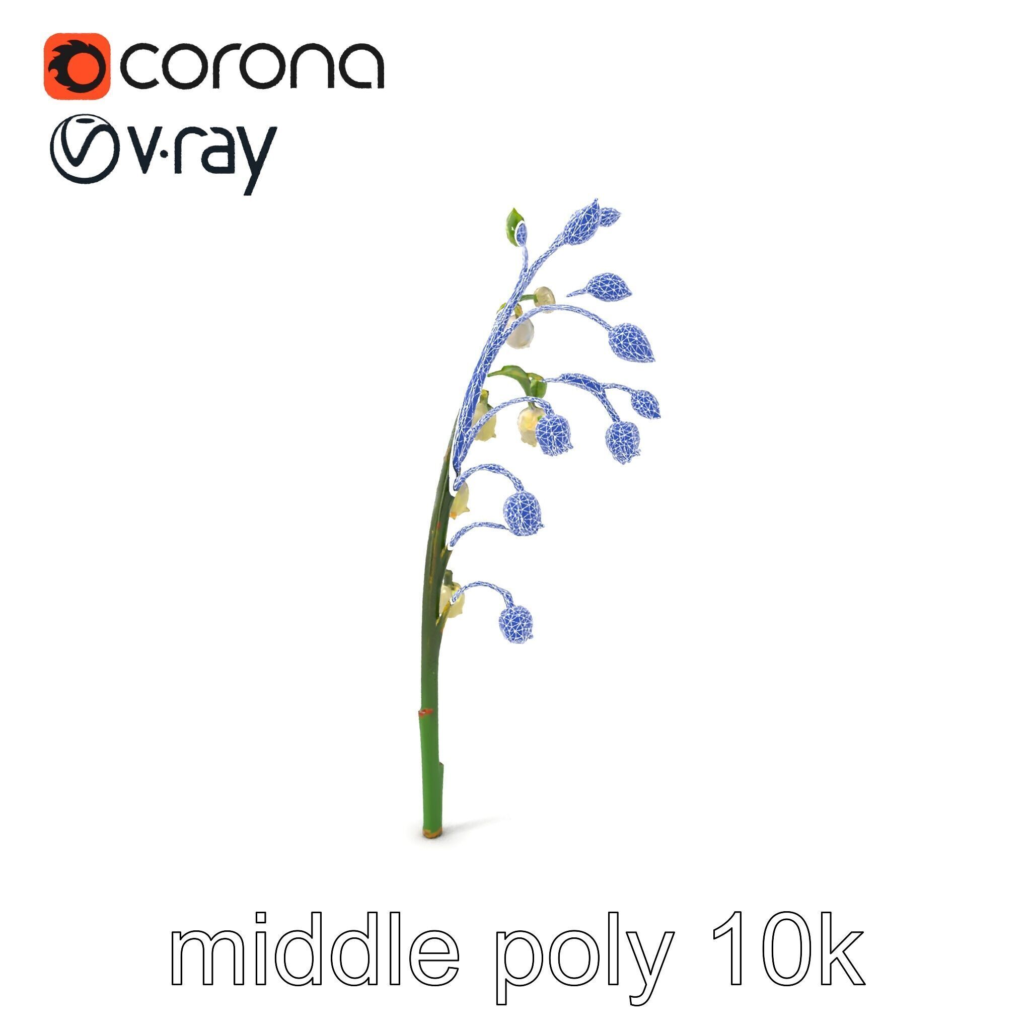Lily of the Valley Floral Scene model pack Low-poly 3D model_5