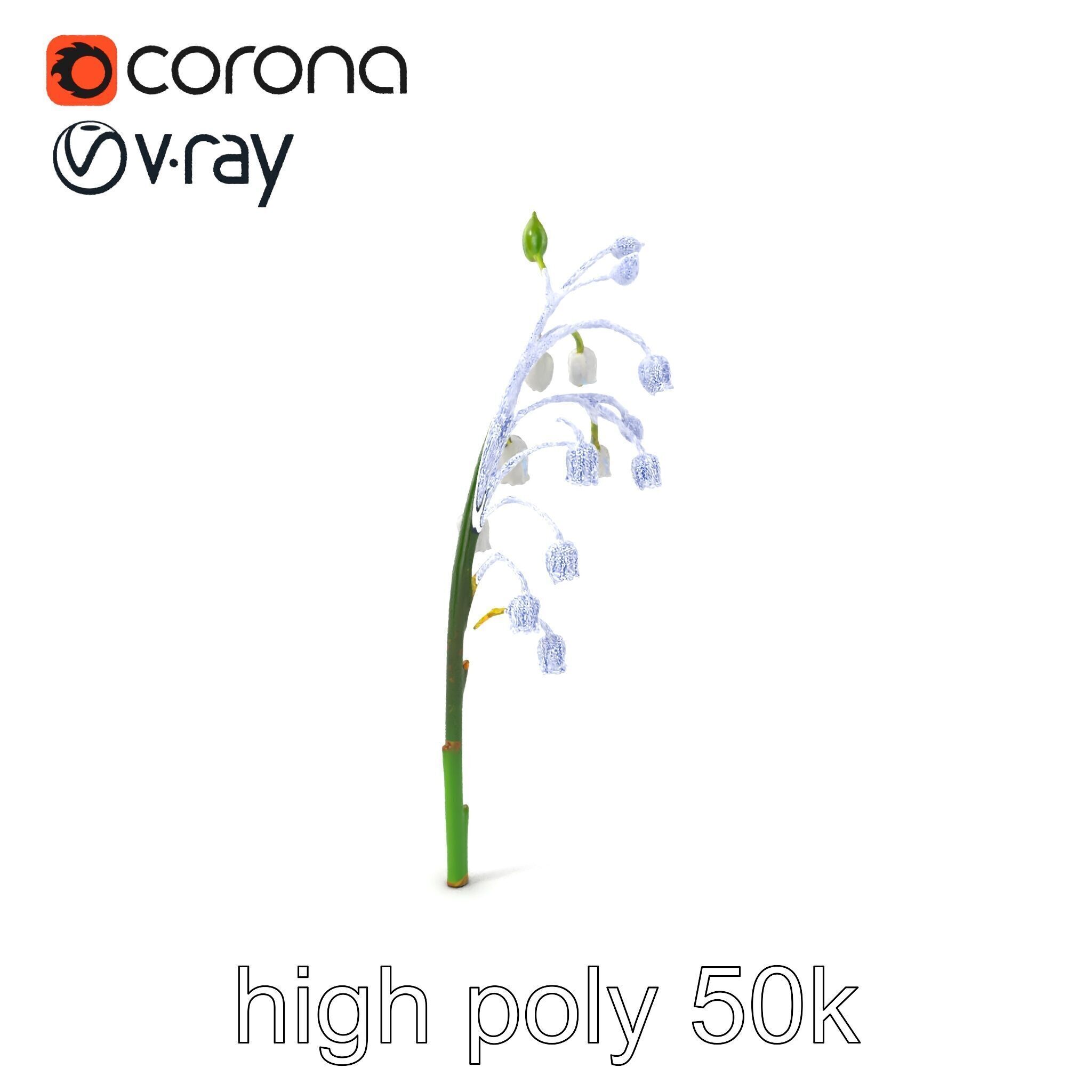 Lily of the Valley Floral Scene model pack Low-poly 3D model_1