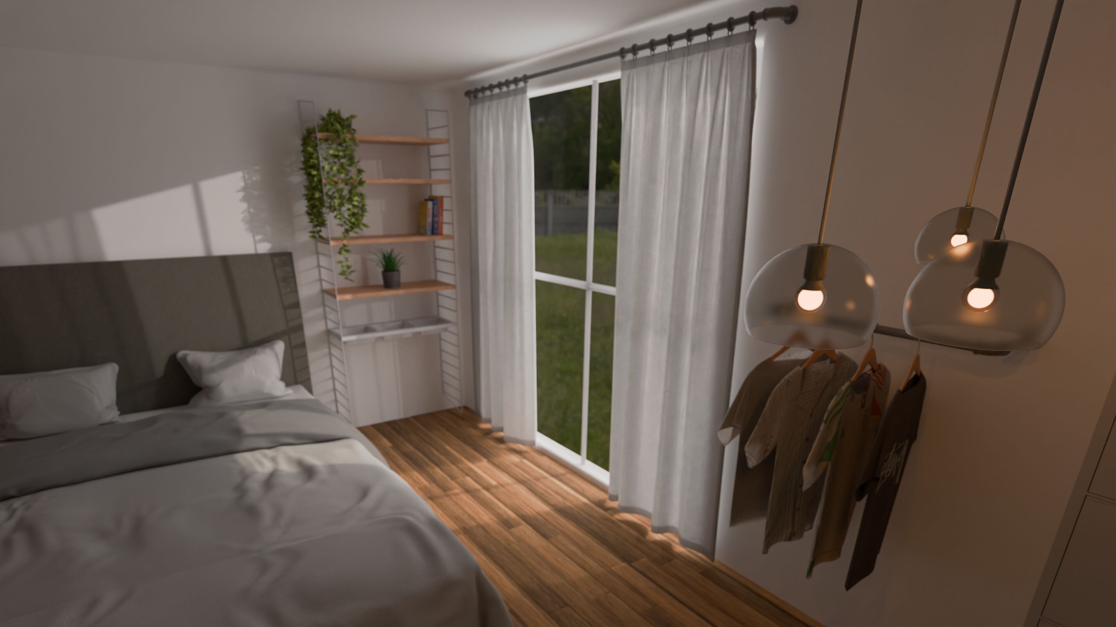 Cozy bedroom scene 3D model_2