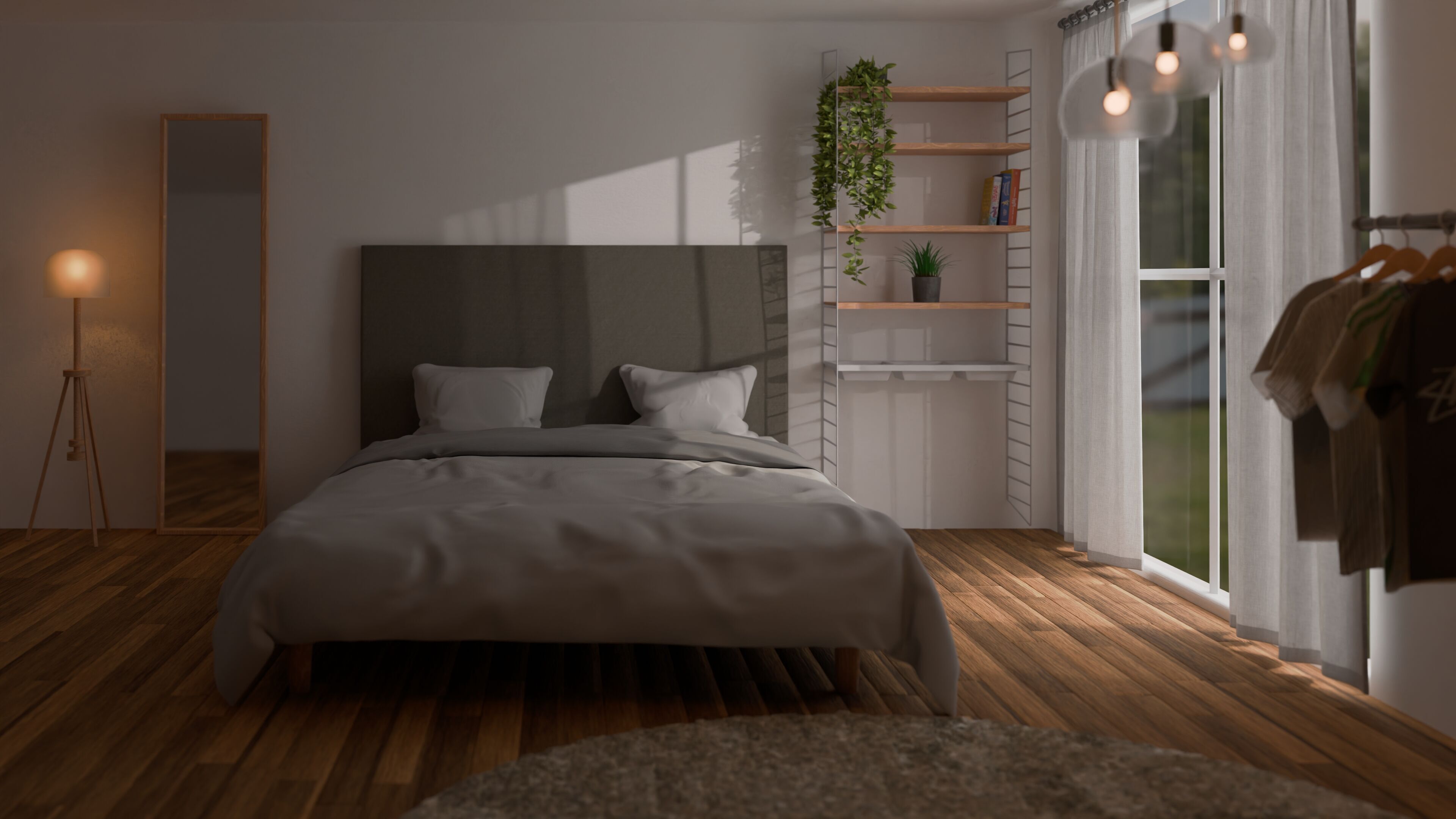 Cozy bedroom scene 3D model_1