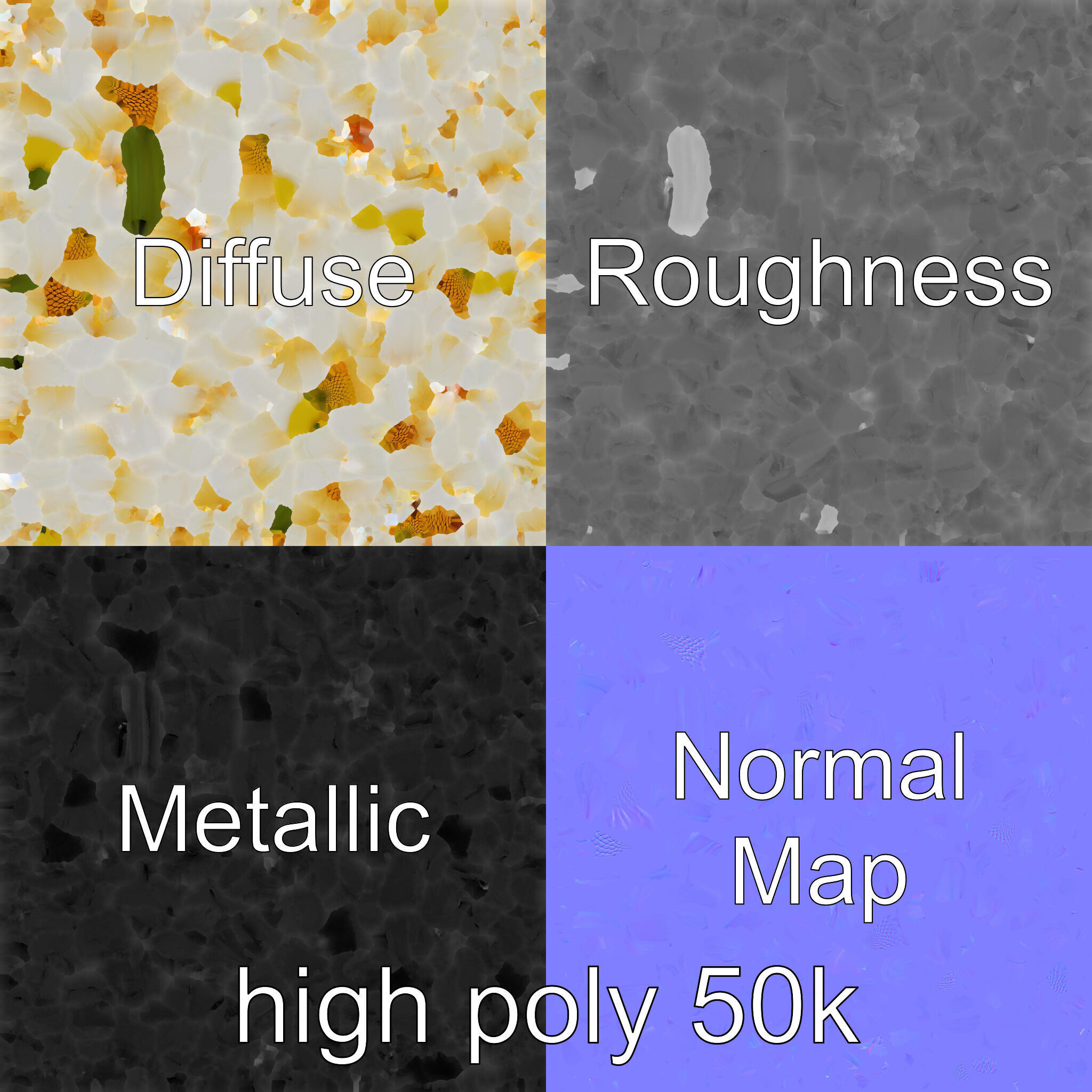 Leucanthemum Vulgare Realistic Flower Model Pack Low-poly 3D model_3