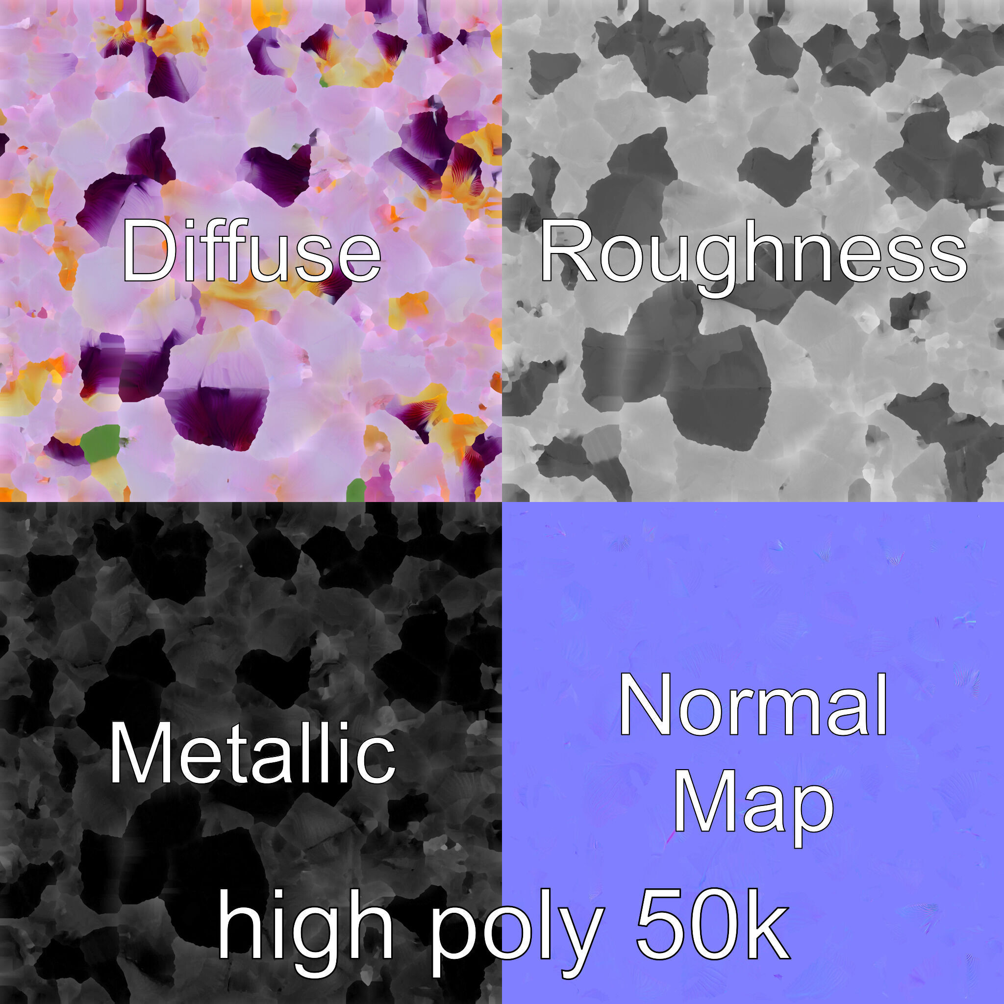 Japanese Iris Flower Realistic Model Pack Low-poly 3D model_3