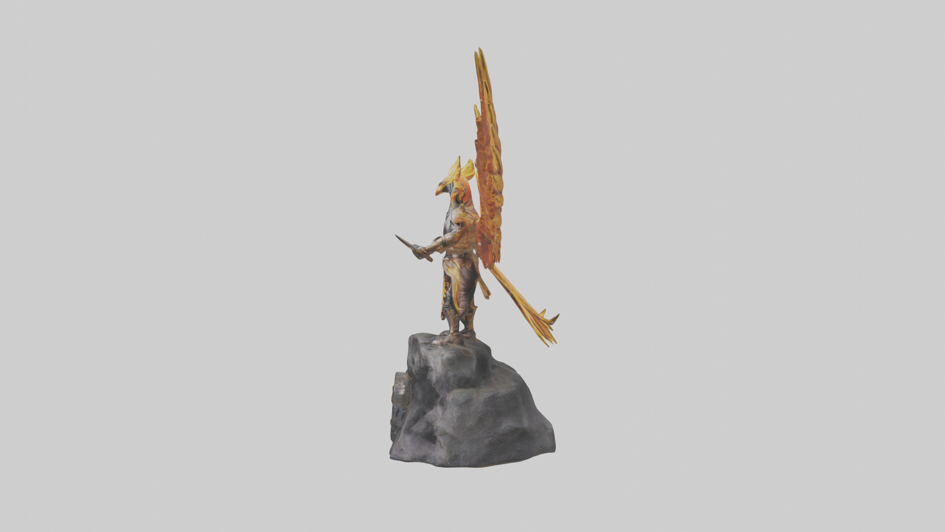 Phoenix Rider statue model Low-poly 3D model_12
