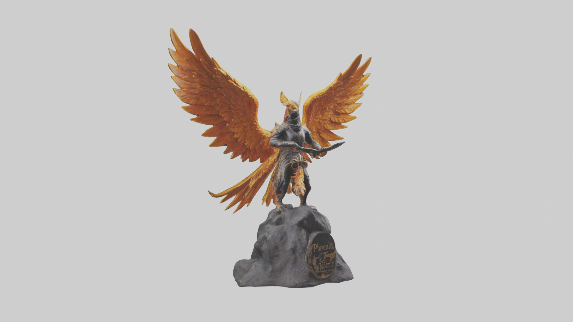Phoenix Rider statue model Low-poly 3D model_11