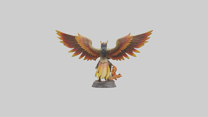 Phoenix Warrior statue model Low-poly 3D model