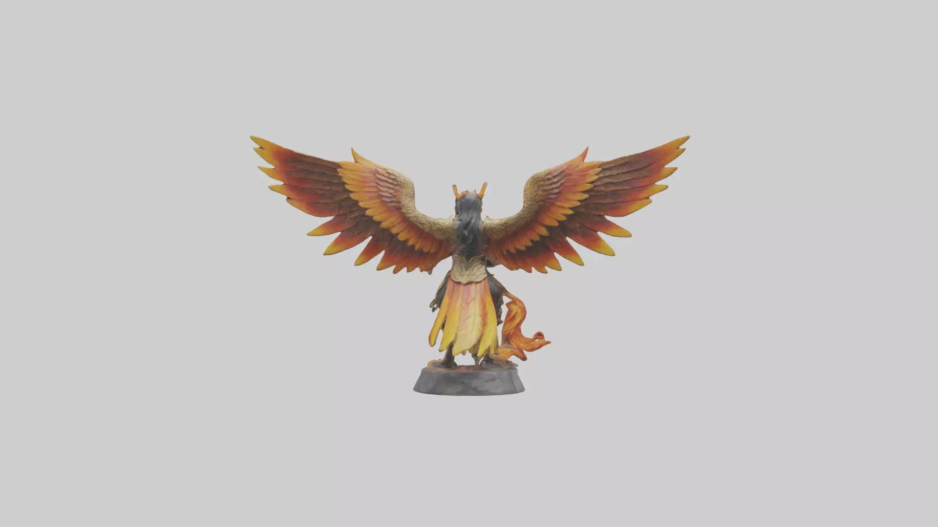 Phoenix Warrior statue model Low-poly 3D model_0
