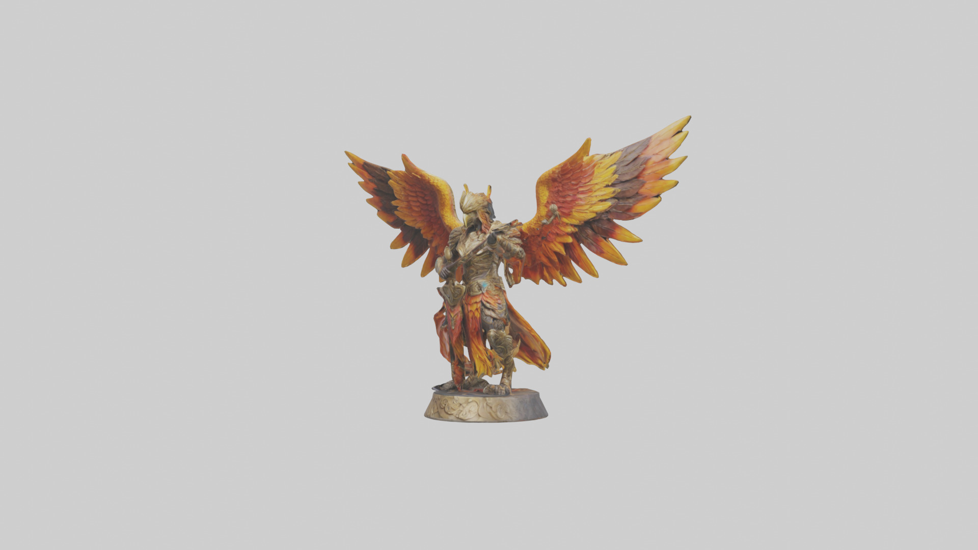 Phoenix Warrior statue model Low-poly 3D model_8