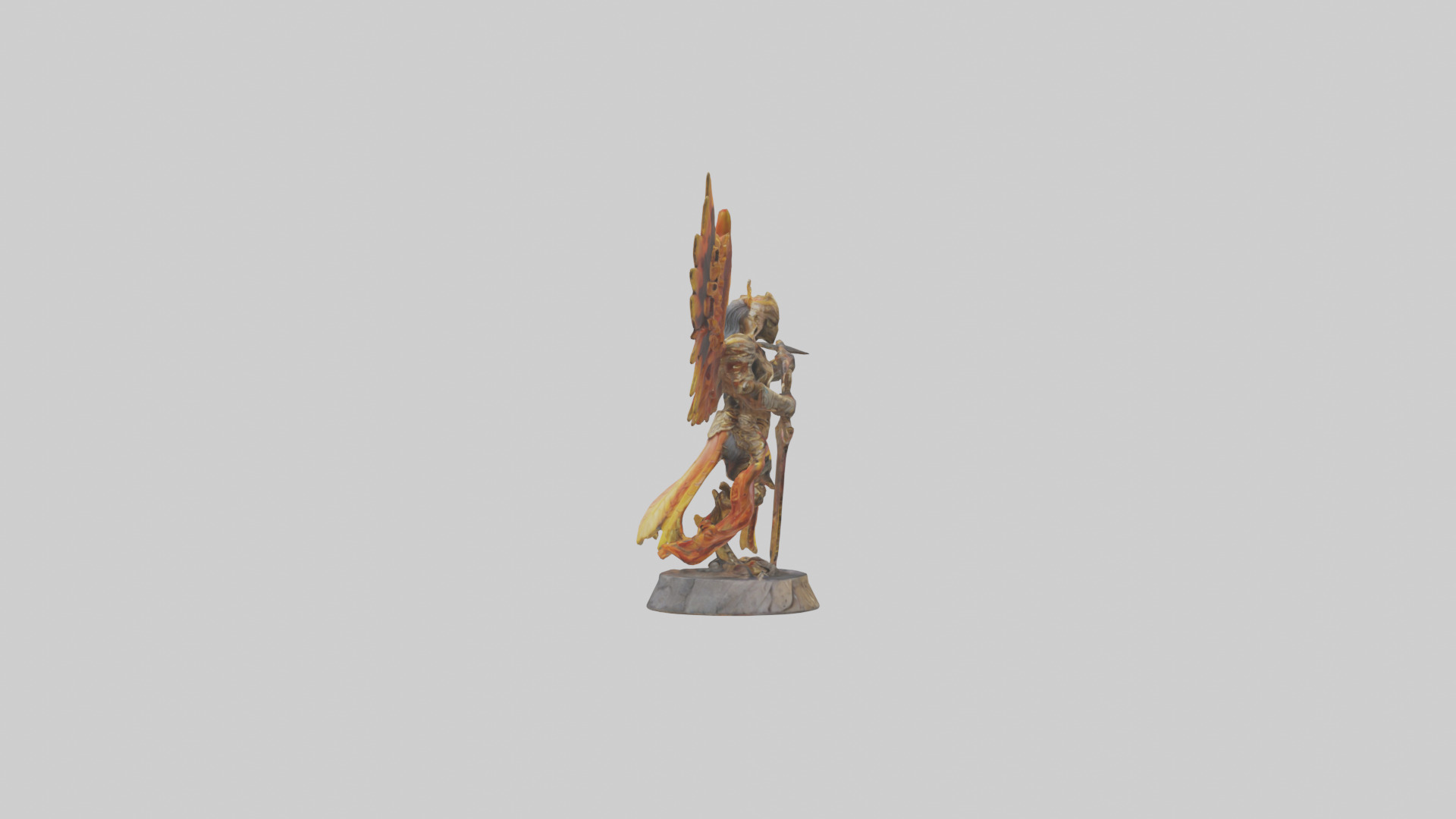Phoenix Warrior statue model Low-poly 3D model_13