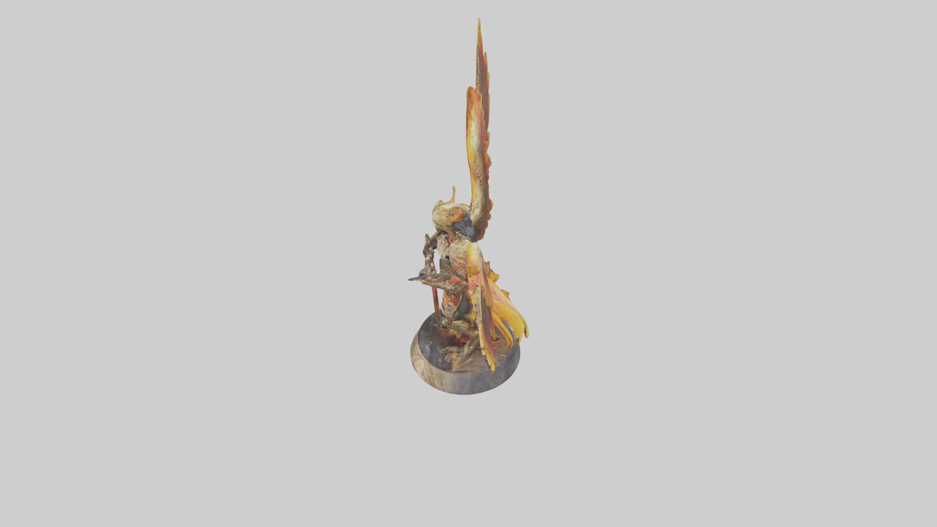 Phoenix Warrior statue model Low-poly 3D model_17