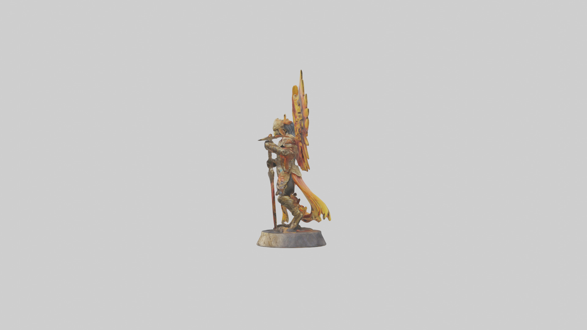 Phoenix Warrior statue model Low-poly 3D model_12