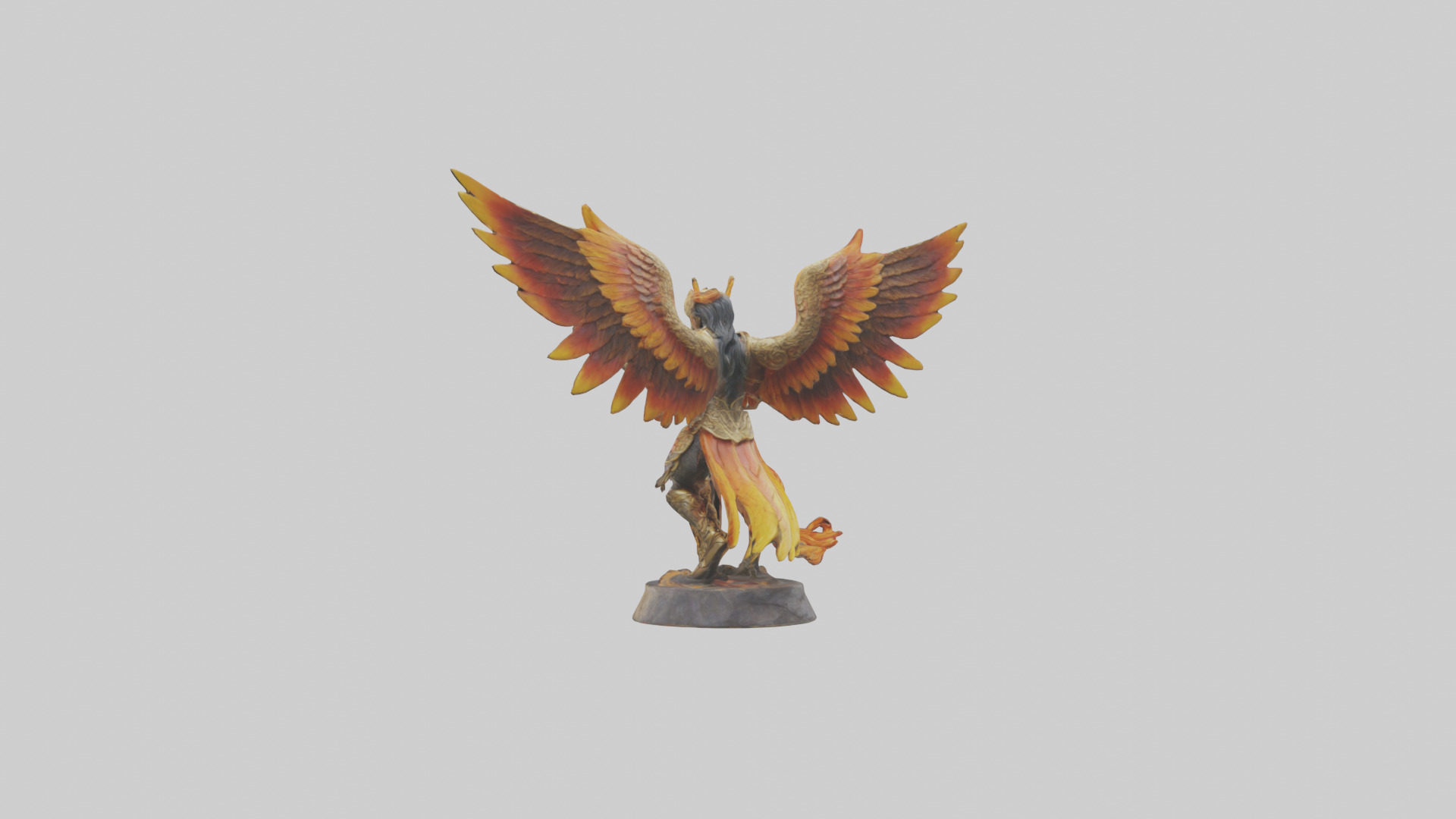 Phoenix Warrior statue model Low-poly 3D model_1