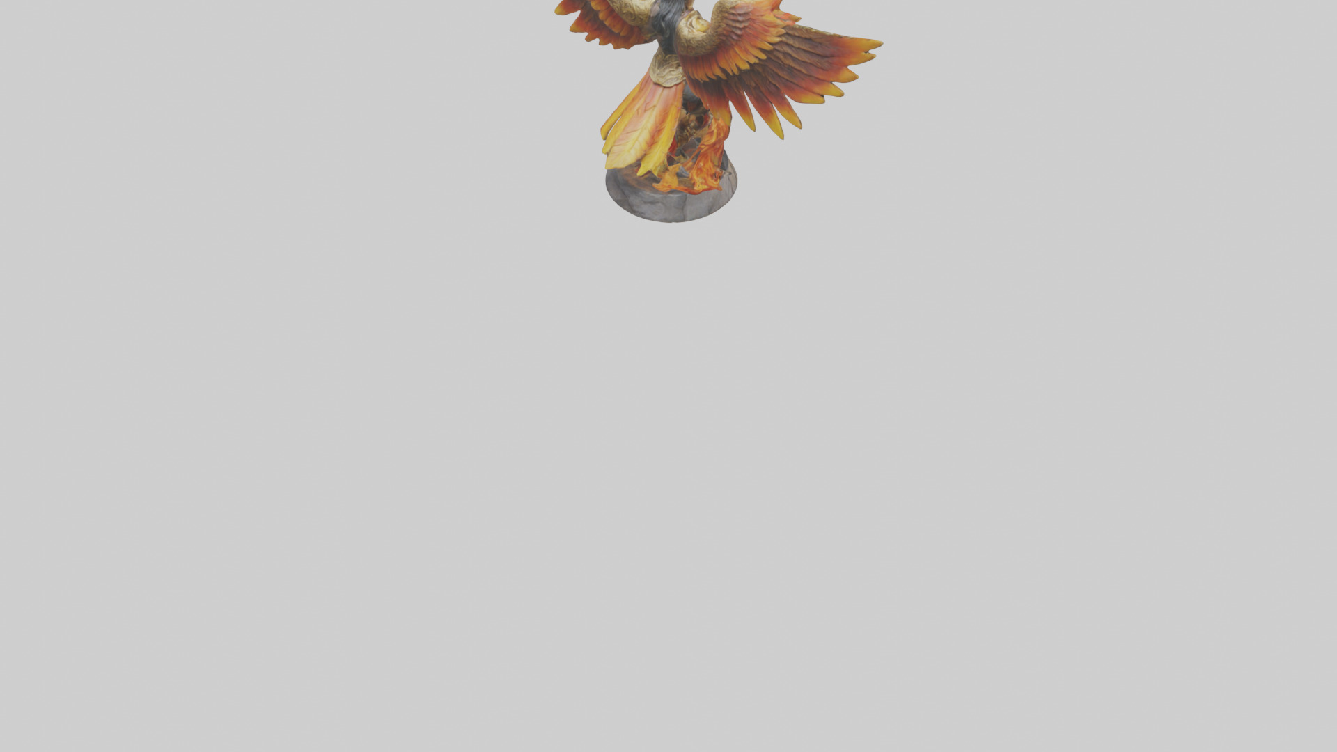 Phoenix Warrior statue model Low-poly 3D model_4