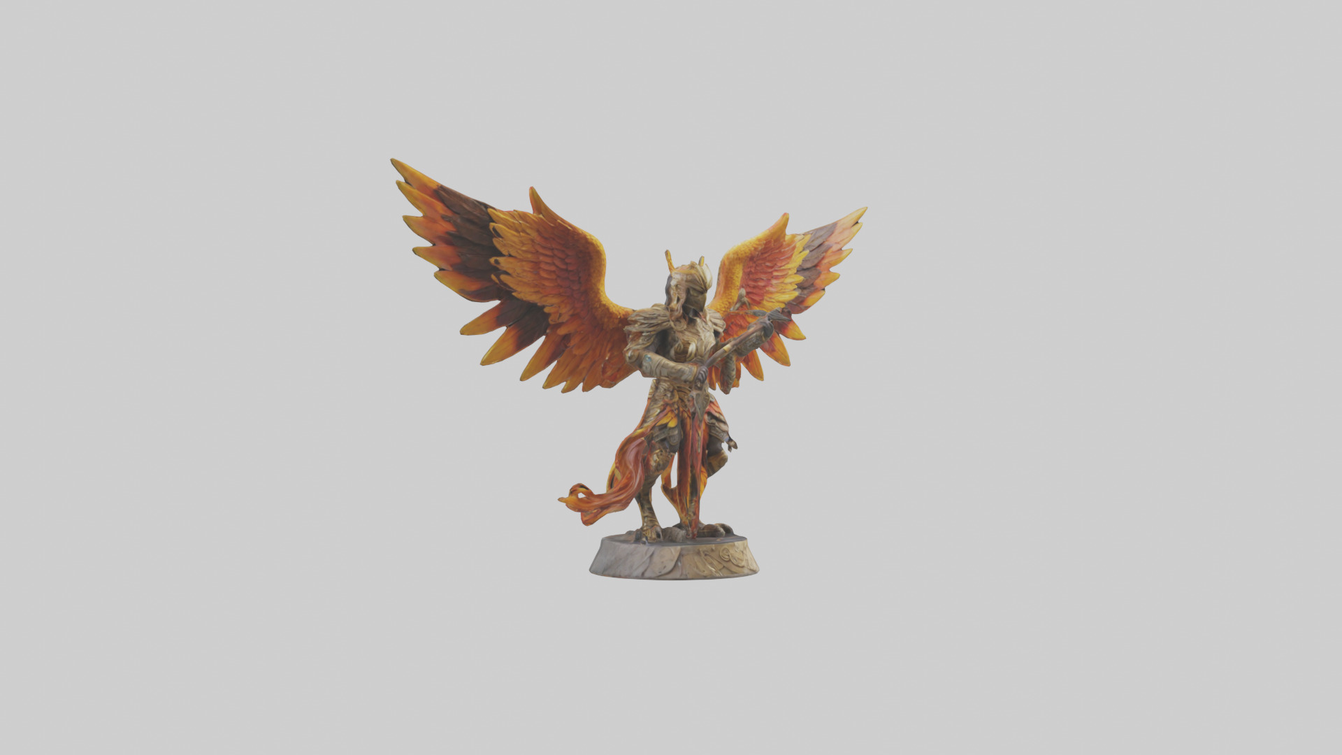 Phoenix Warrior statue model Low-poly 3D model_7