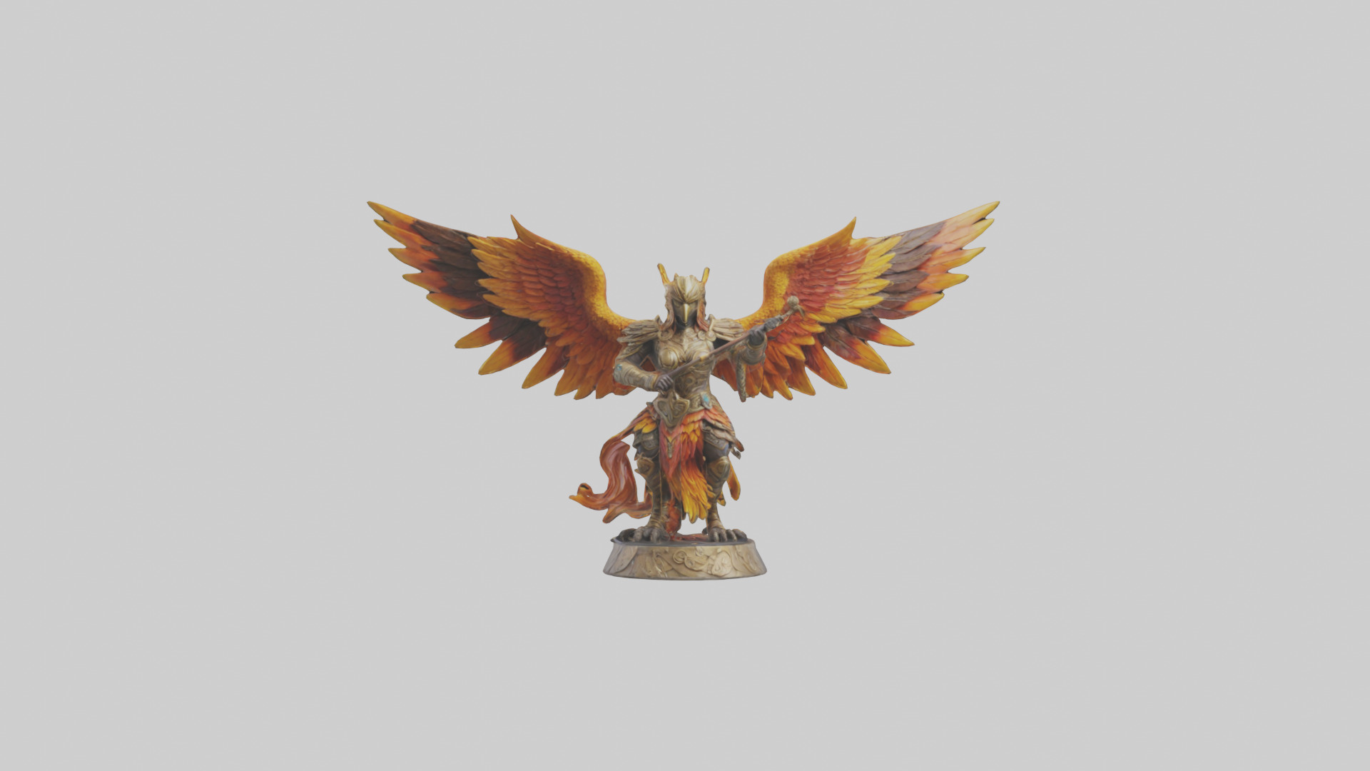 Phoenix Warrior statue model Low-poly 3D model_9