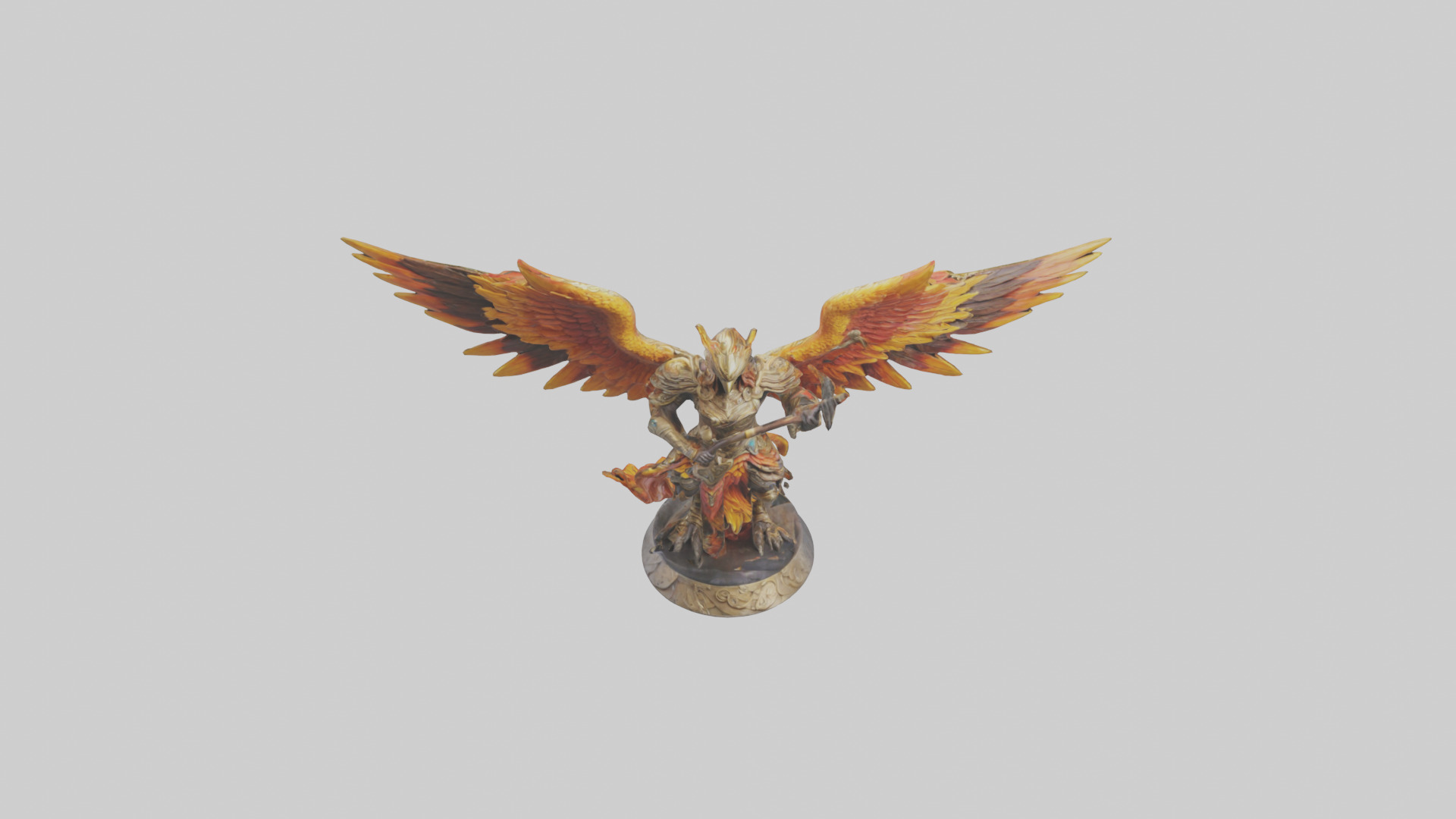 Phoenix Warrior statue model Low-poly 3D model_16