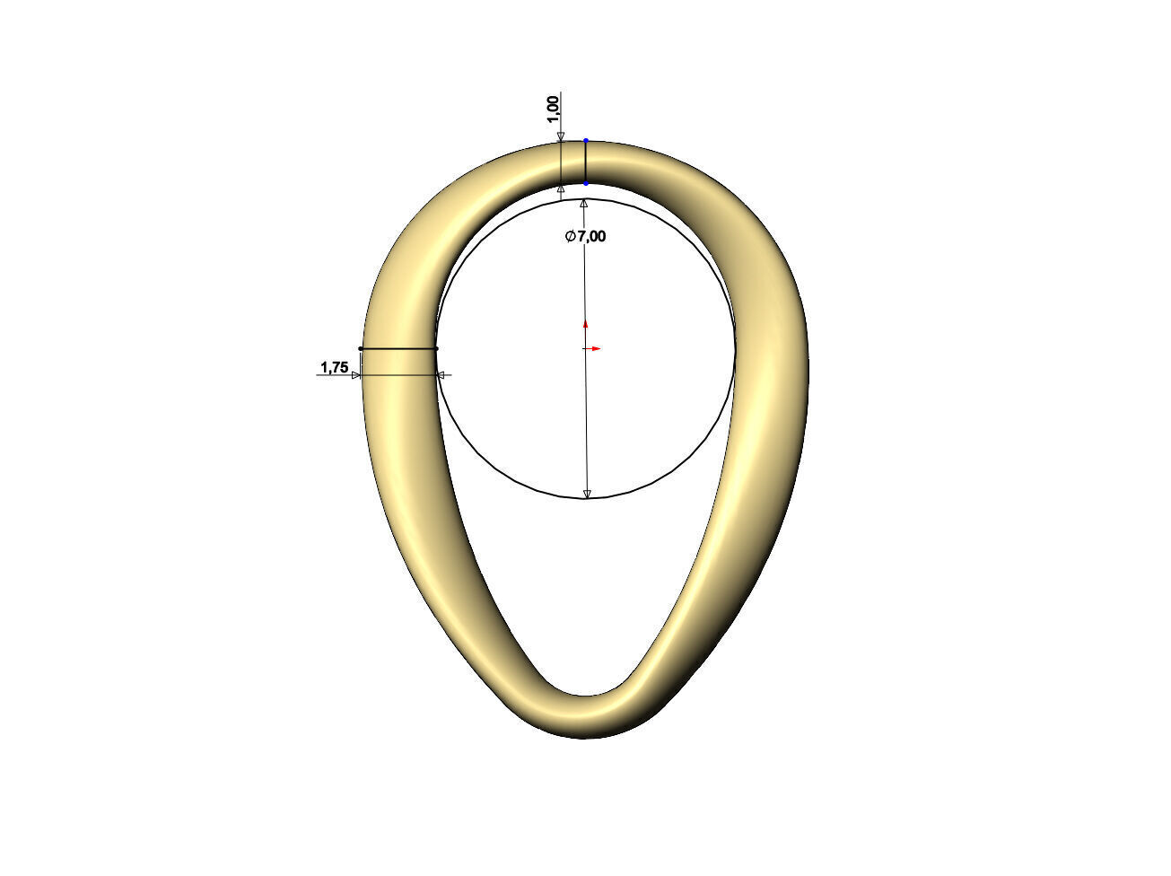 Mirrored oval wire simple twisted bail link 3D print model_8