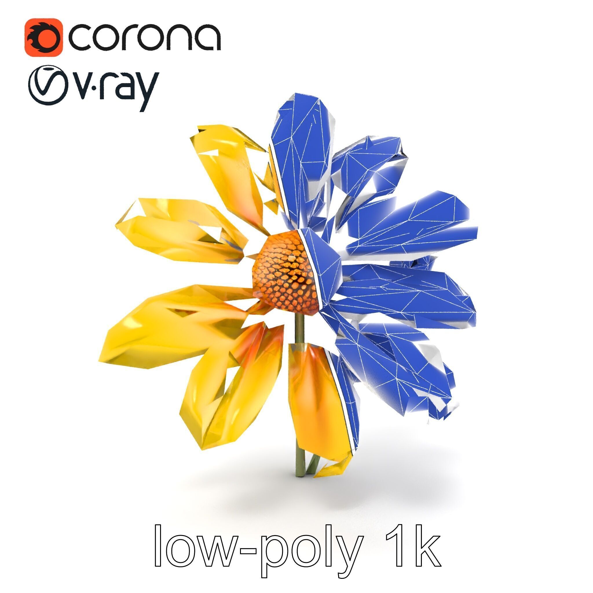 Lavandula Yellow Flower Model Pack with Textured Petals Low-poly 3D model_13