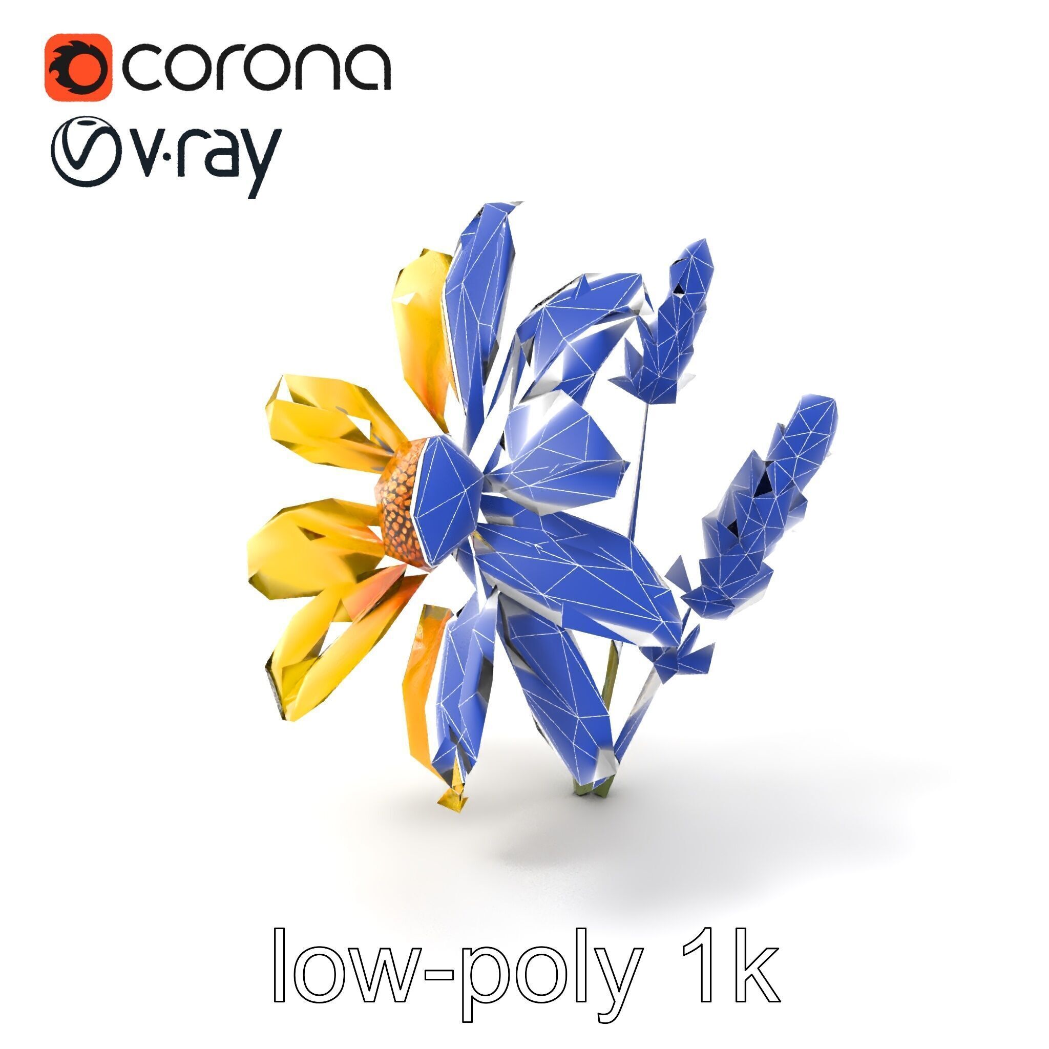 Lavandula Yellow Flower Model Pack with Textured Petals Low-poly 3D model_6