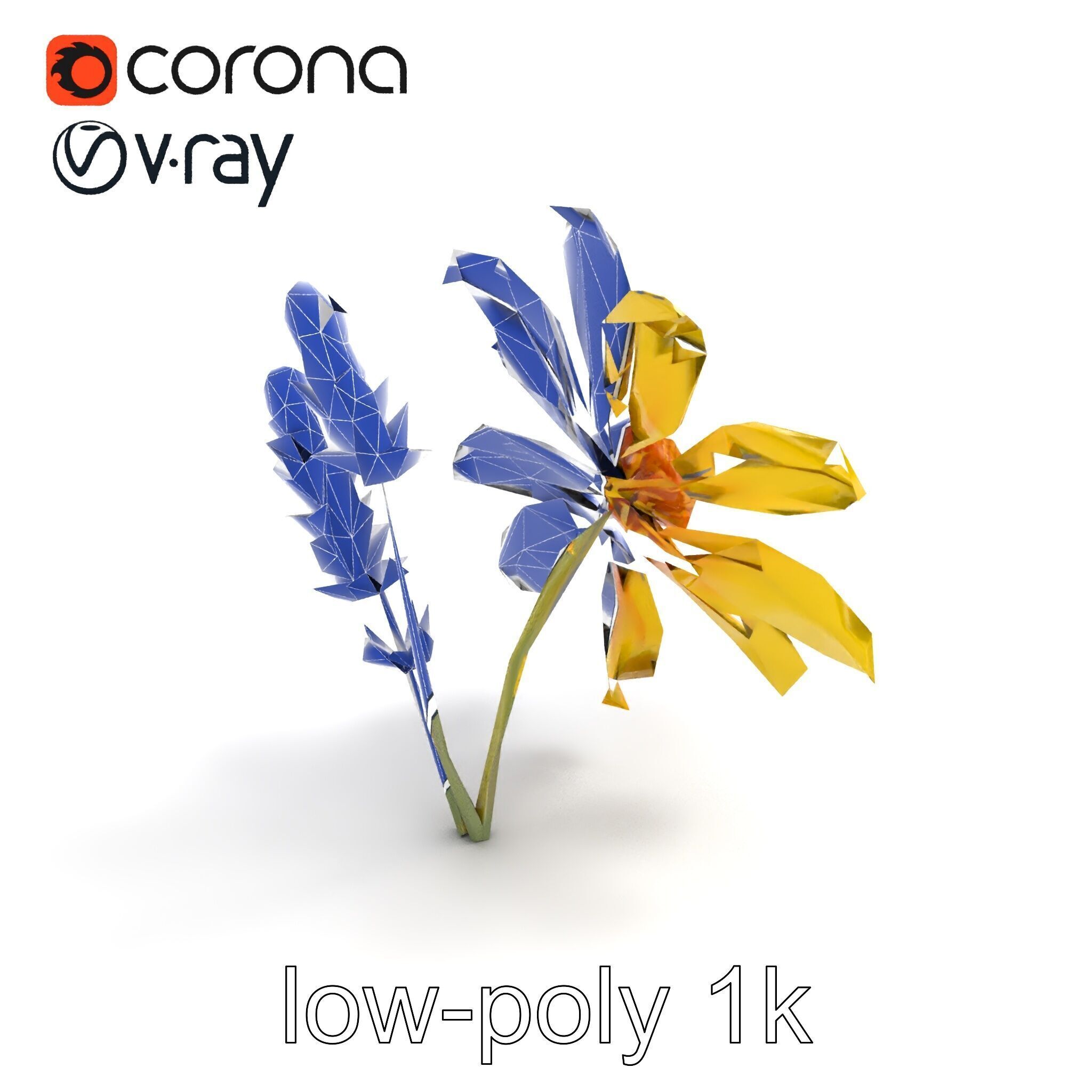 Lavandula Yellow Flower Model Pack with Textured Petals Low-poly 3D model_20