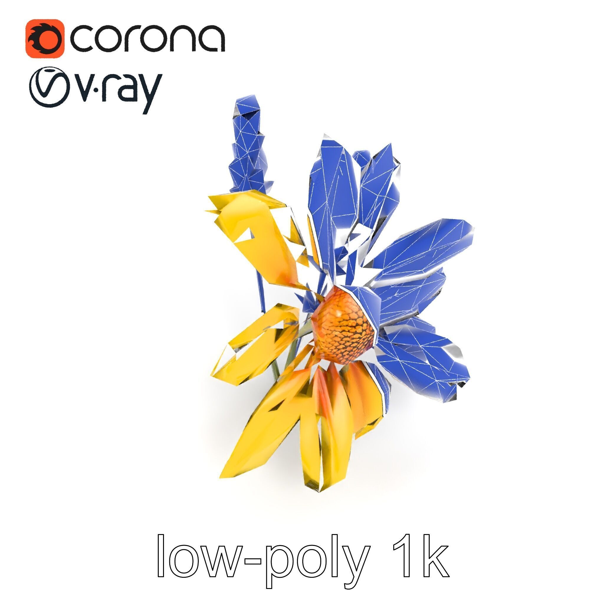 Lavandula Yellow Flower Model Pack with Textured Petals Low-poly 3D model_17