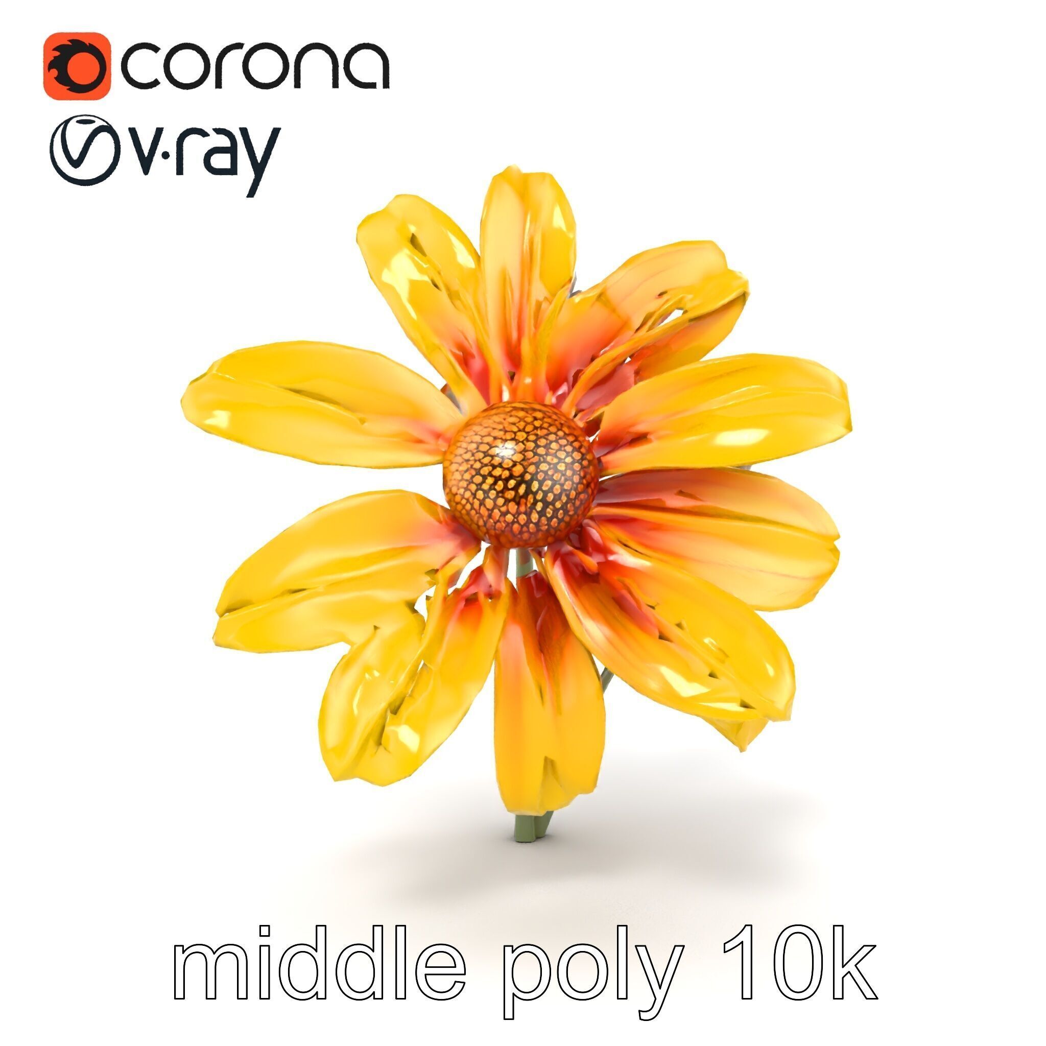 Lavandula Yellow Flower Model Pack with Textured Petals Low-poly 3D model_29