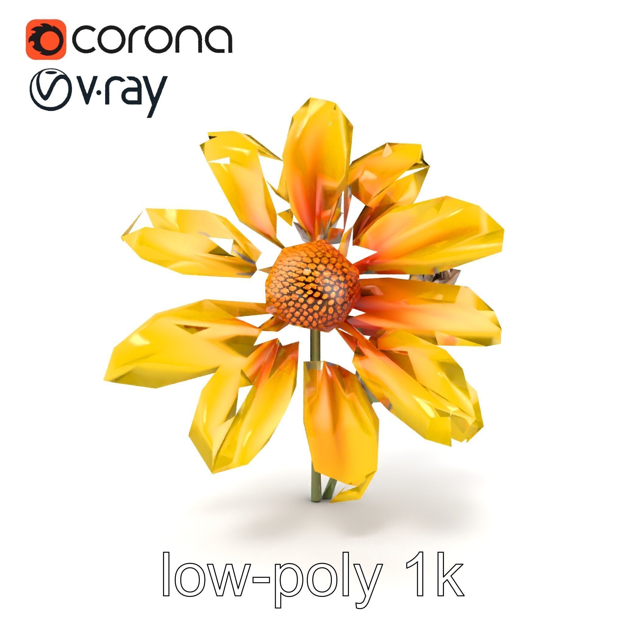 Lavandula Yellow Flower Model Pack with Textured Petals Low-poly 3D model_23