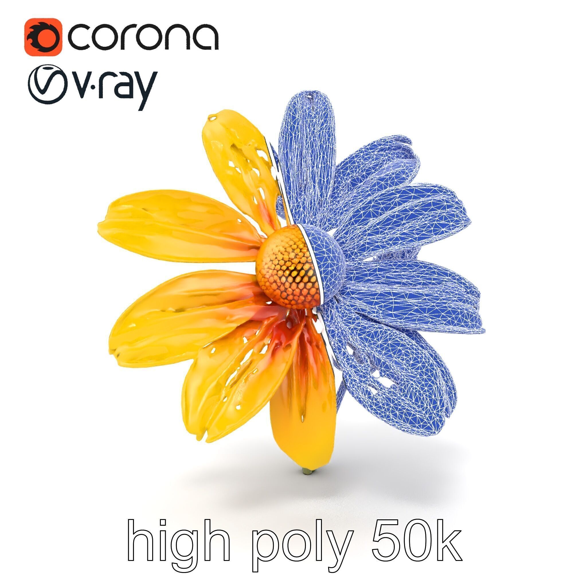 Lavandula Yellow Flower Model Pack with Textured Petals Low-poly 3D model_28